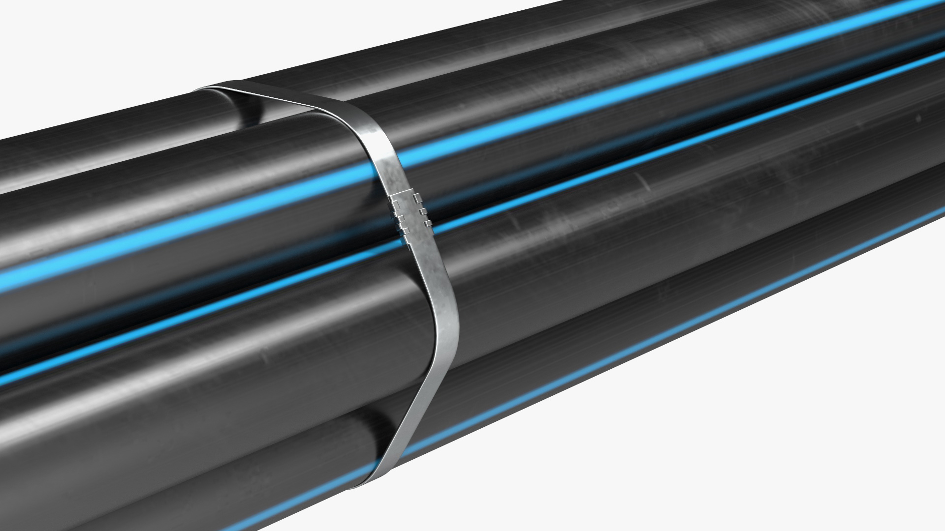 3D model Thick Plastic Pipes Bundle 6 Meters