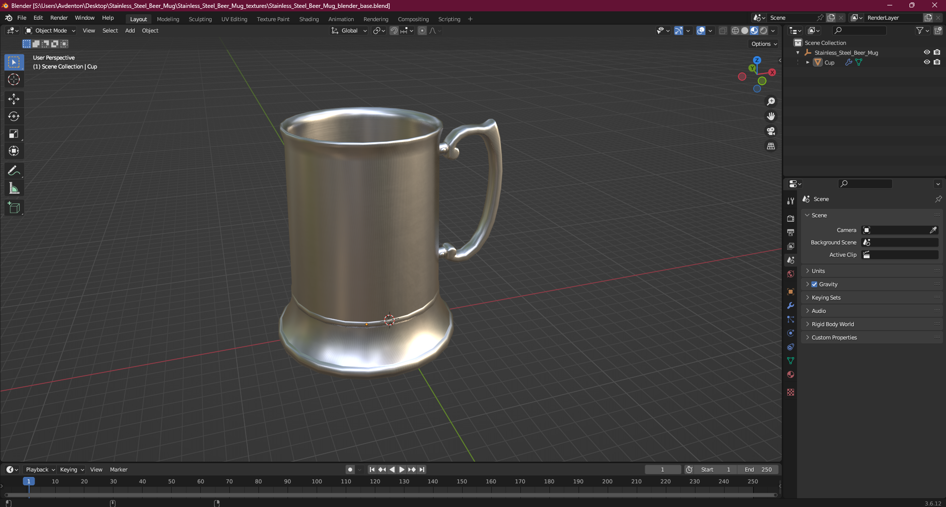 Stainless Steel Beer Mug 3D model