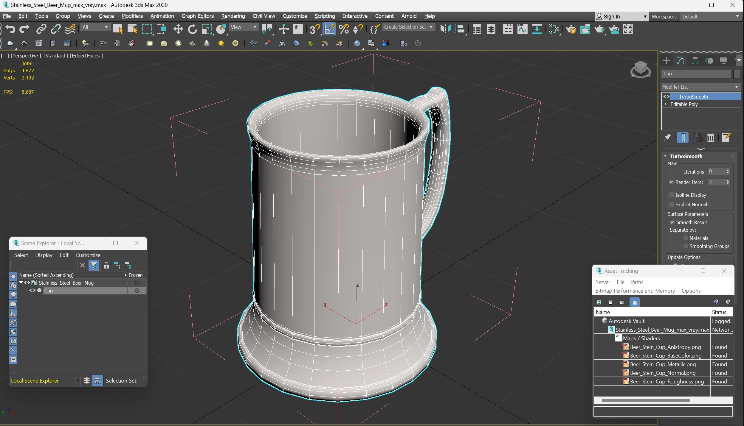Stainless Steel Beer Mug 3D model
