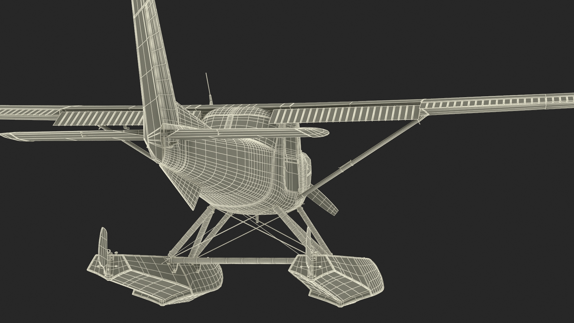 3D model Cessna 150 Seaplane on Floats Rigged for Maya