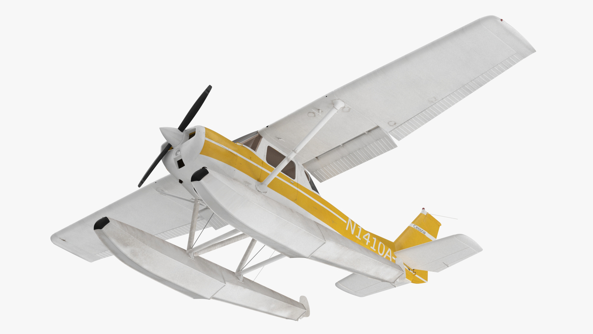 3D model Cessna 150 Seaplane on Floats Rigged for Maya