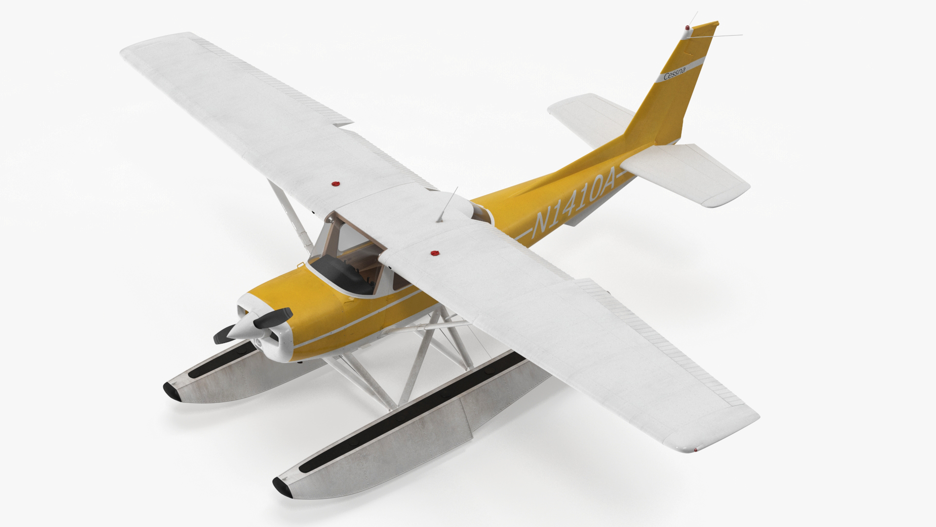 3D model Cessna 150 Seaplane on Floats Rigged for Maya