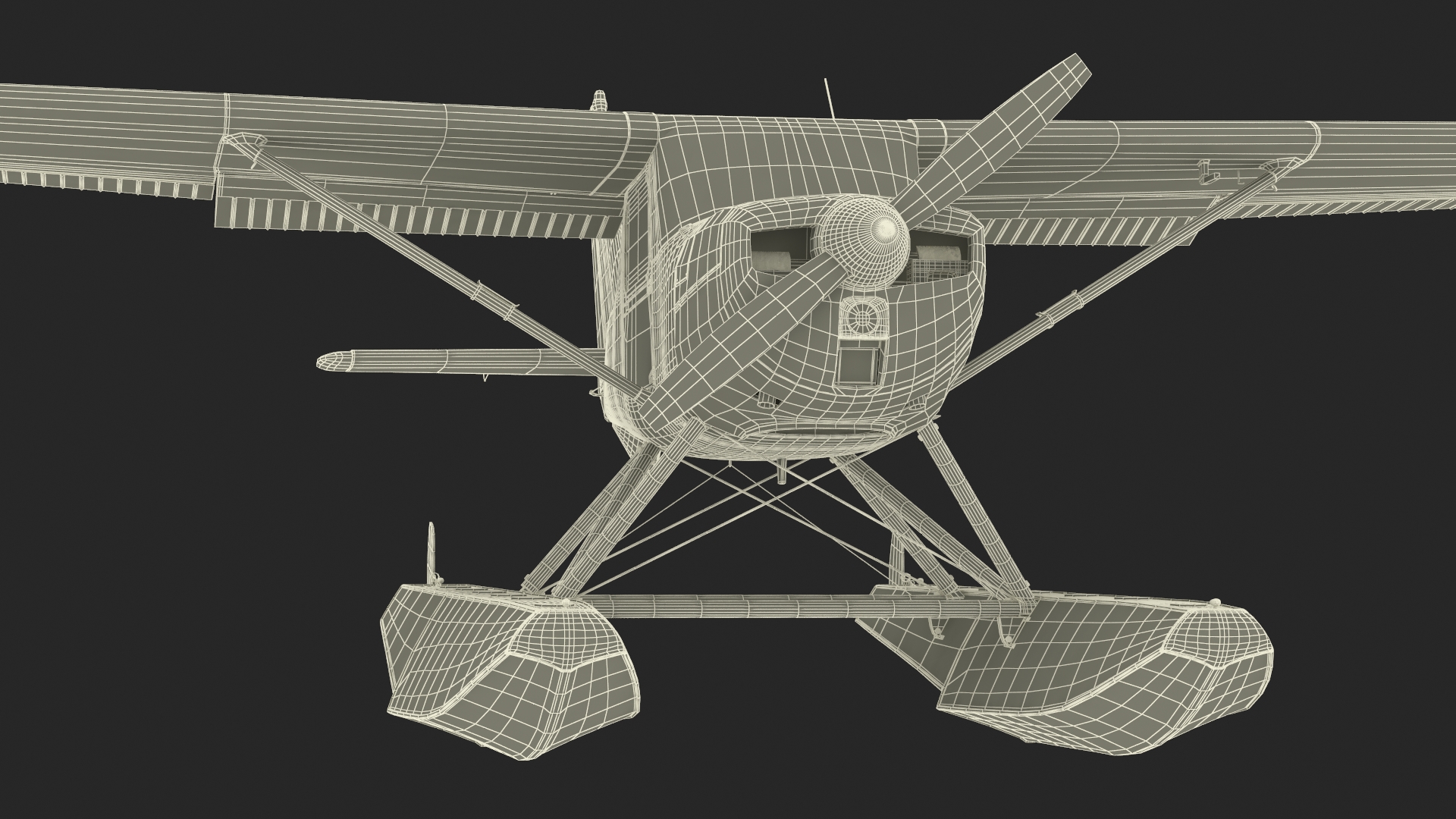3D model Cessna 150 Seaplane on Floats Rigged for Maya