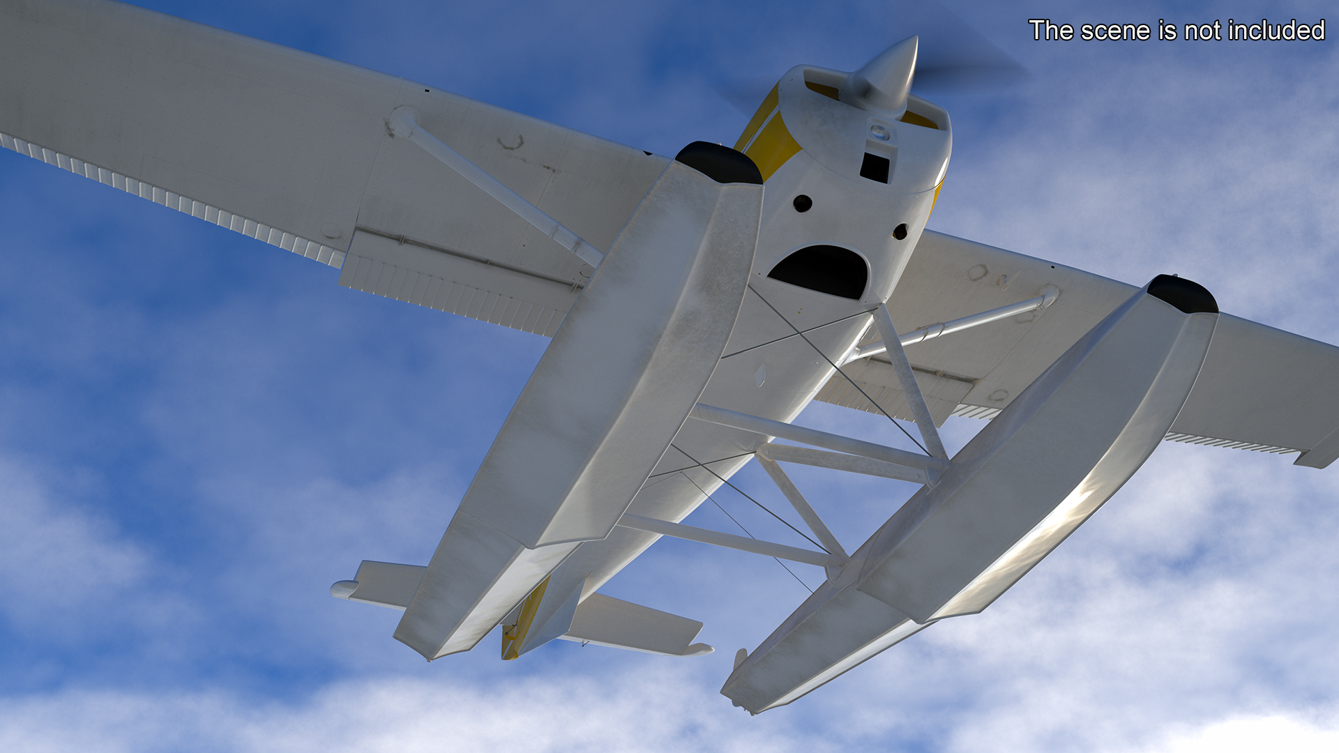 3D model Cessna 150 Seaplane on Floats Rigged for Maya
