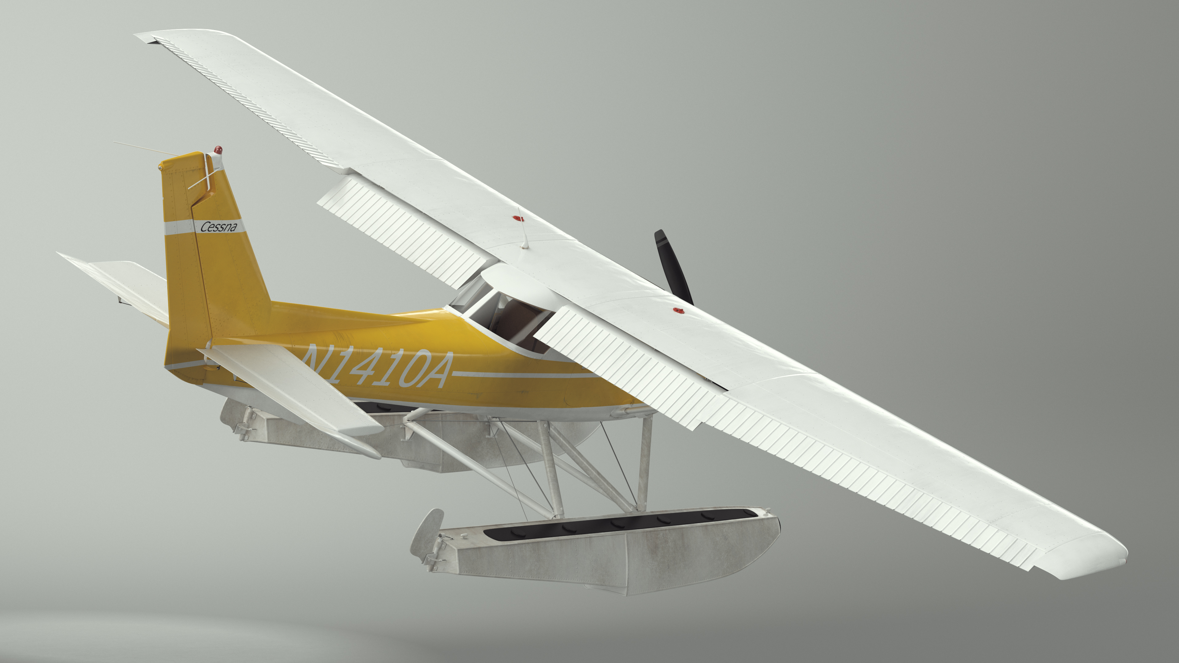 3D model Cessna 150 Seaplane on Floats Rigged for Maya