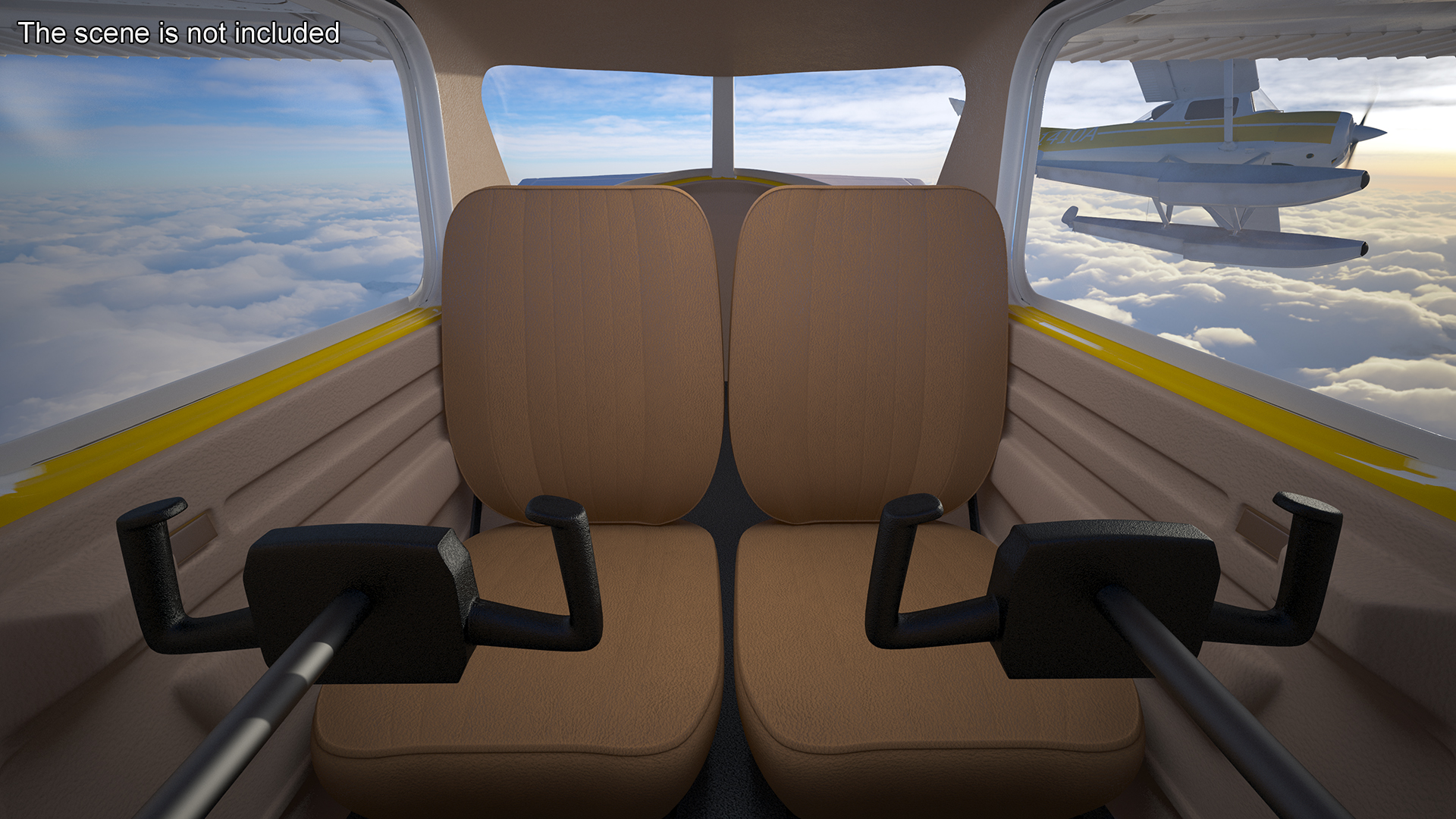 3D model Cessna 150 Seaplane on Floats Rigged for Maya