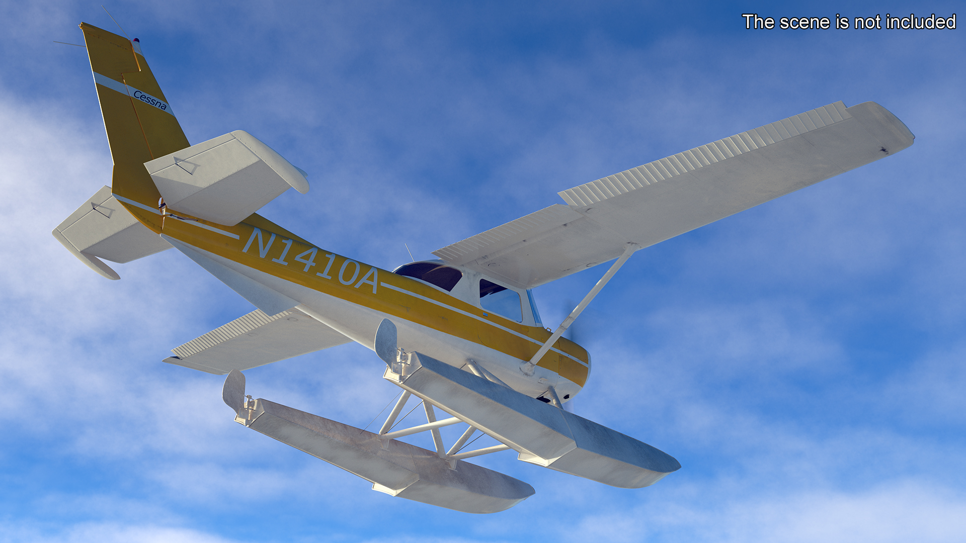 3D model Cessna 150 Seaplane on Floats Rigged for Maya