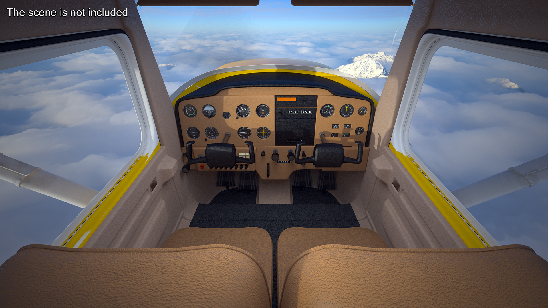 3D model Cessna 150 Seaplane on Floats Rigged for Maya