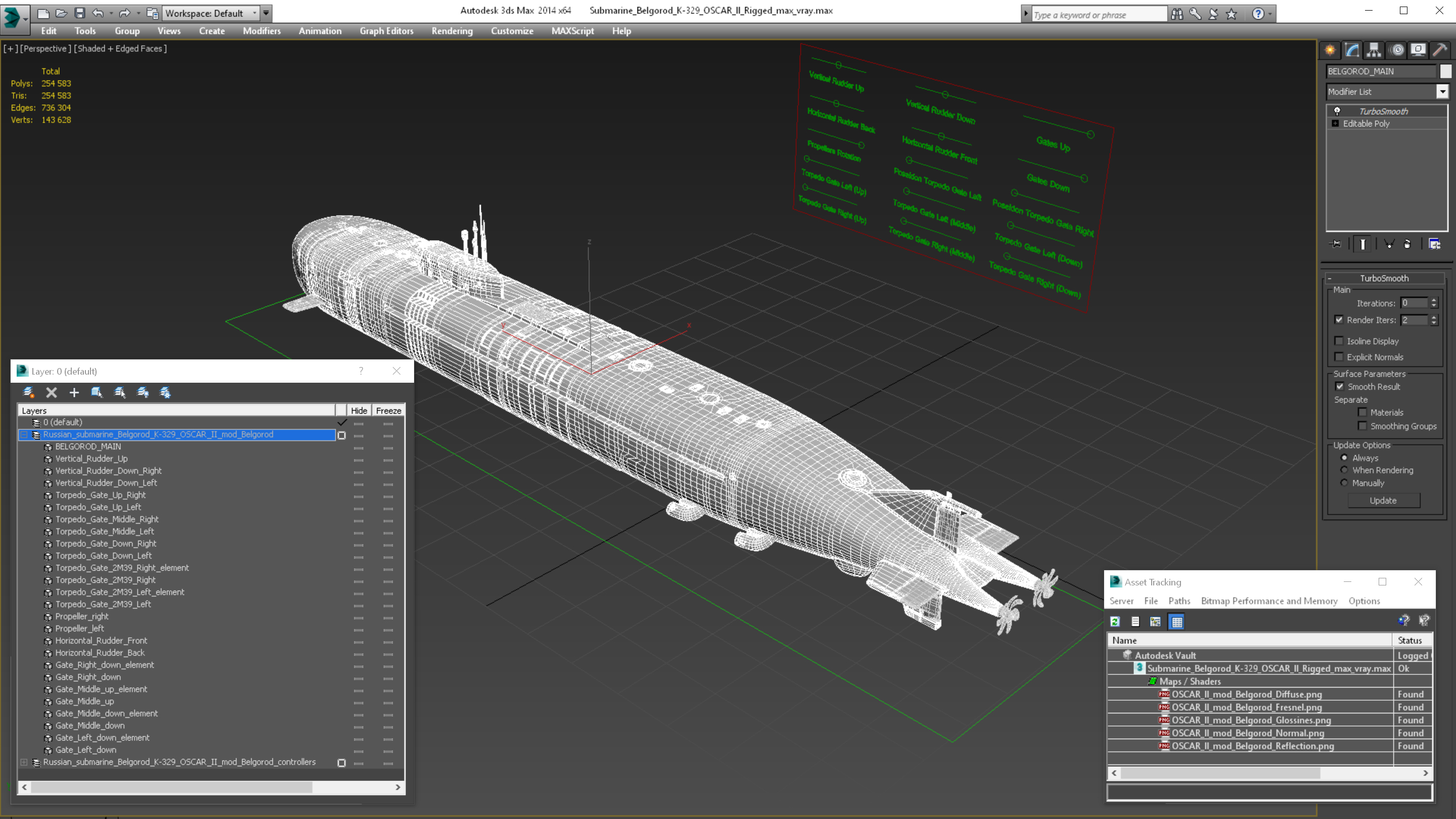 3D model Submarine Belgorod K-329 OSCAR II Rigged