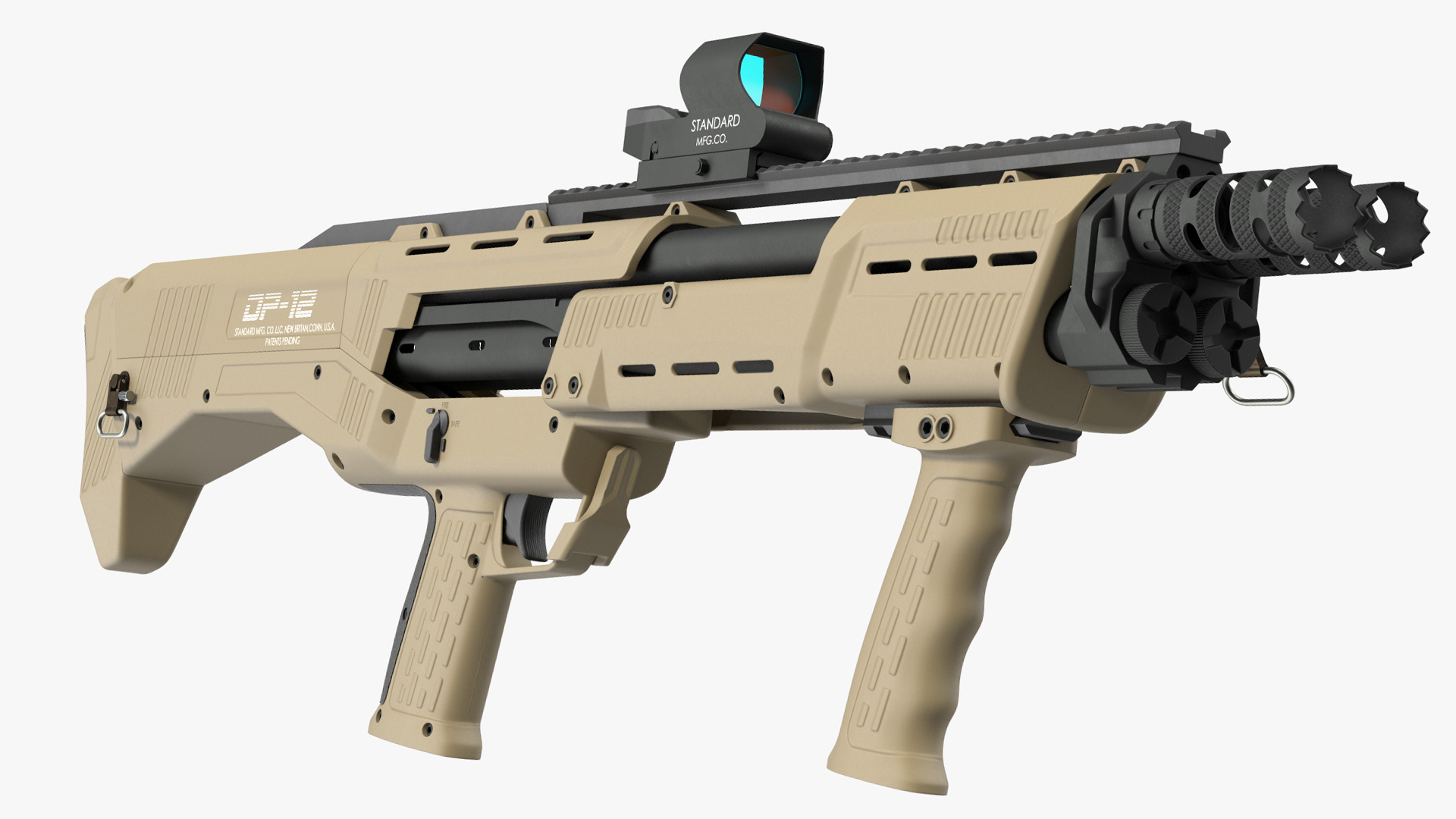 Flat Dark Earth MFG 12 Gauge Pump Rigged for Cinema 4D 3D model