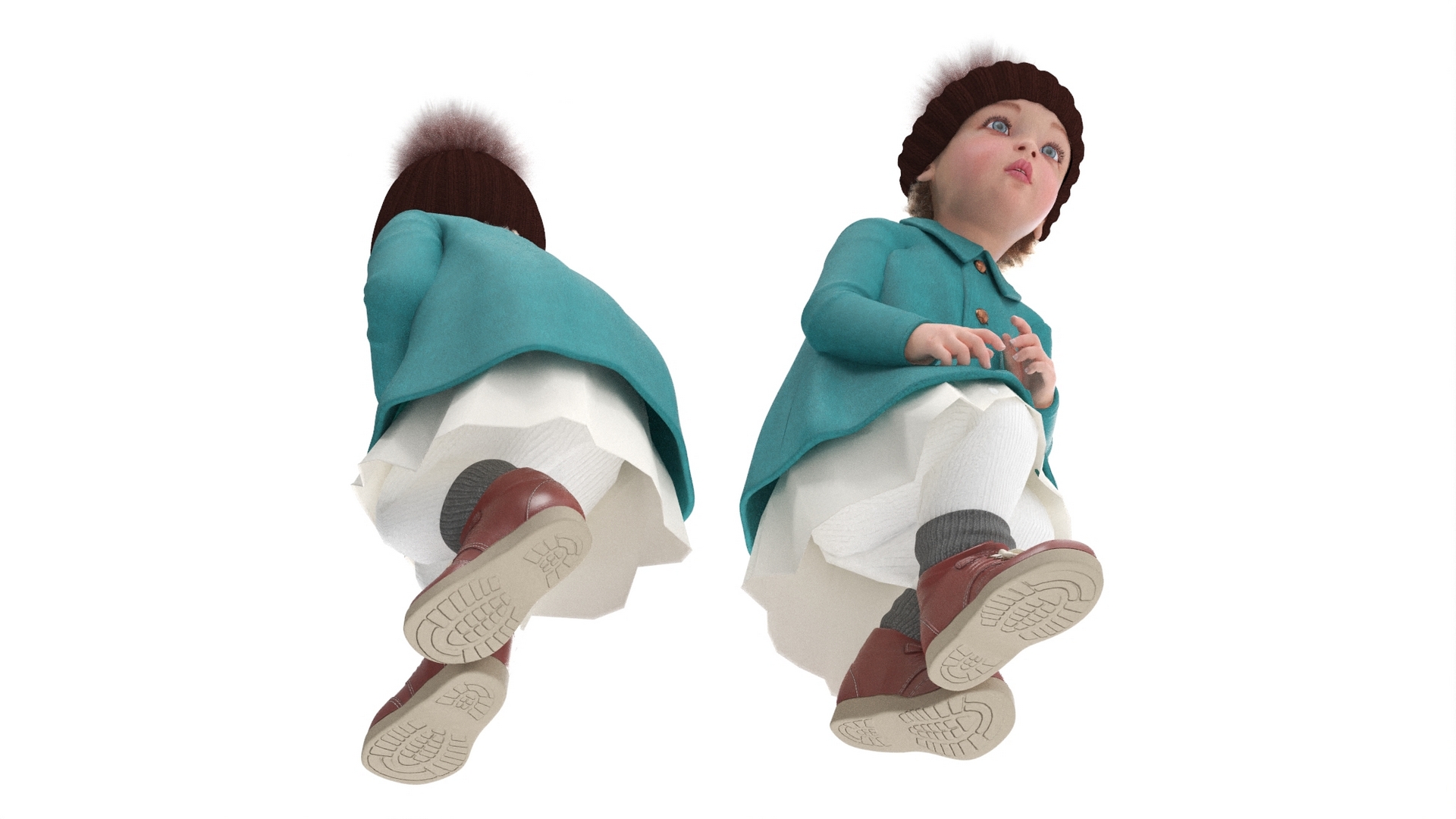 3D Baby Girl Outdoor Autumn Style Crawling Fur model