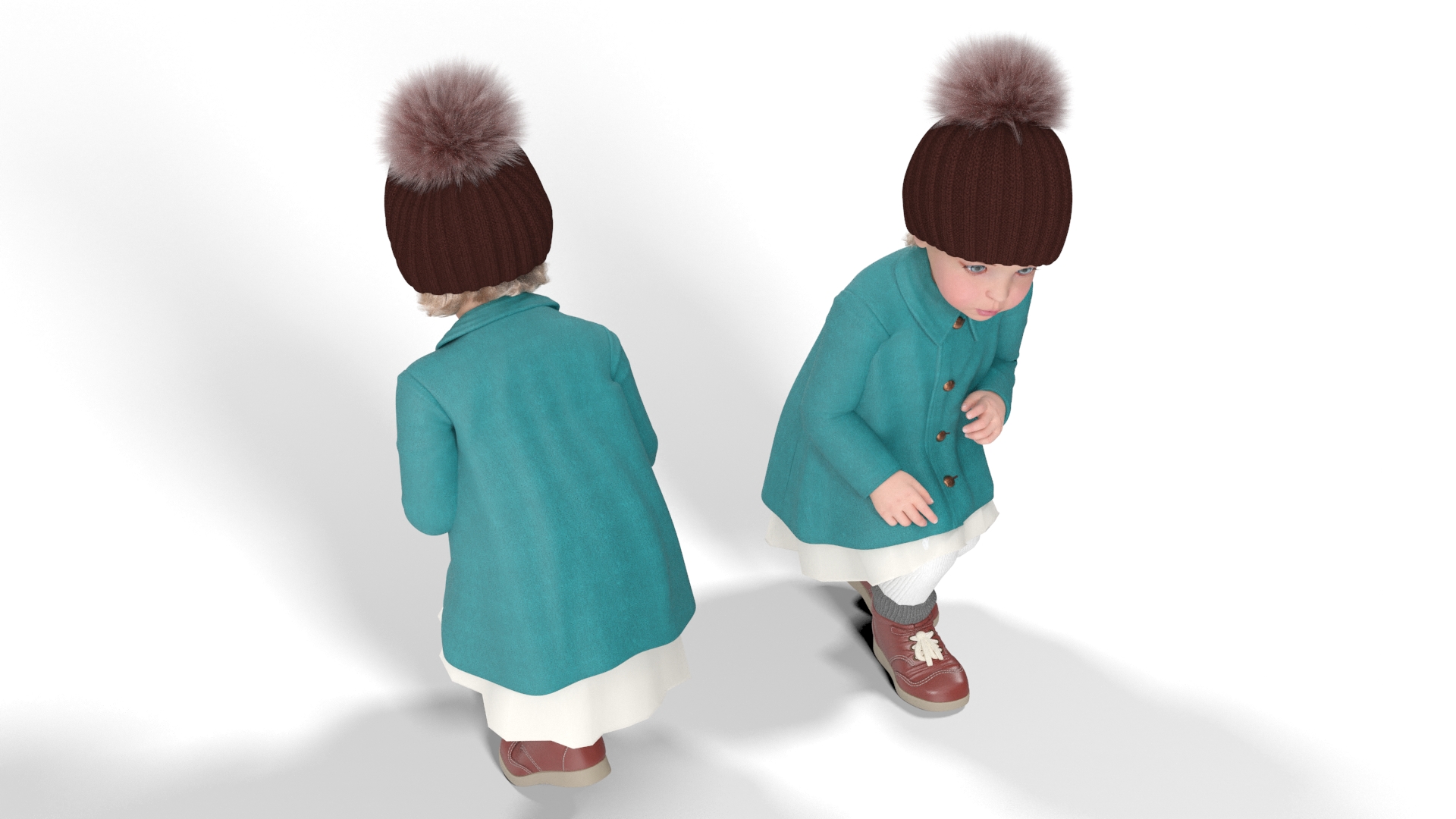 3D Baby Girl Outdoor Autumn Style Crawling Fur model