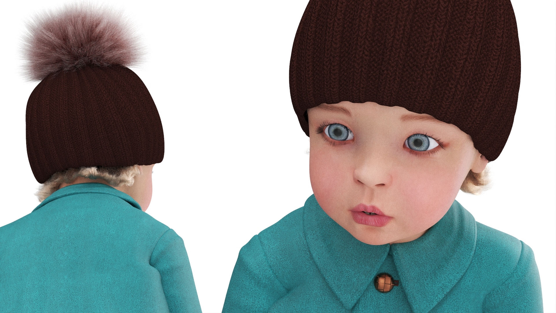 3D Baby Girl Outdoor Autumn Style Crawling Fur model