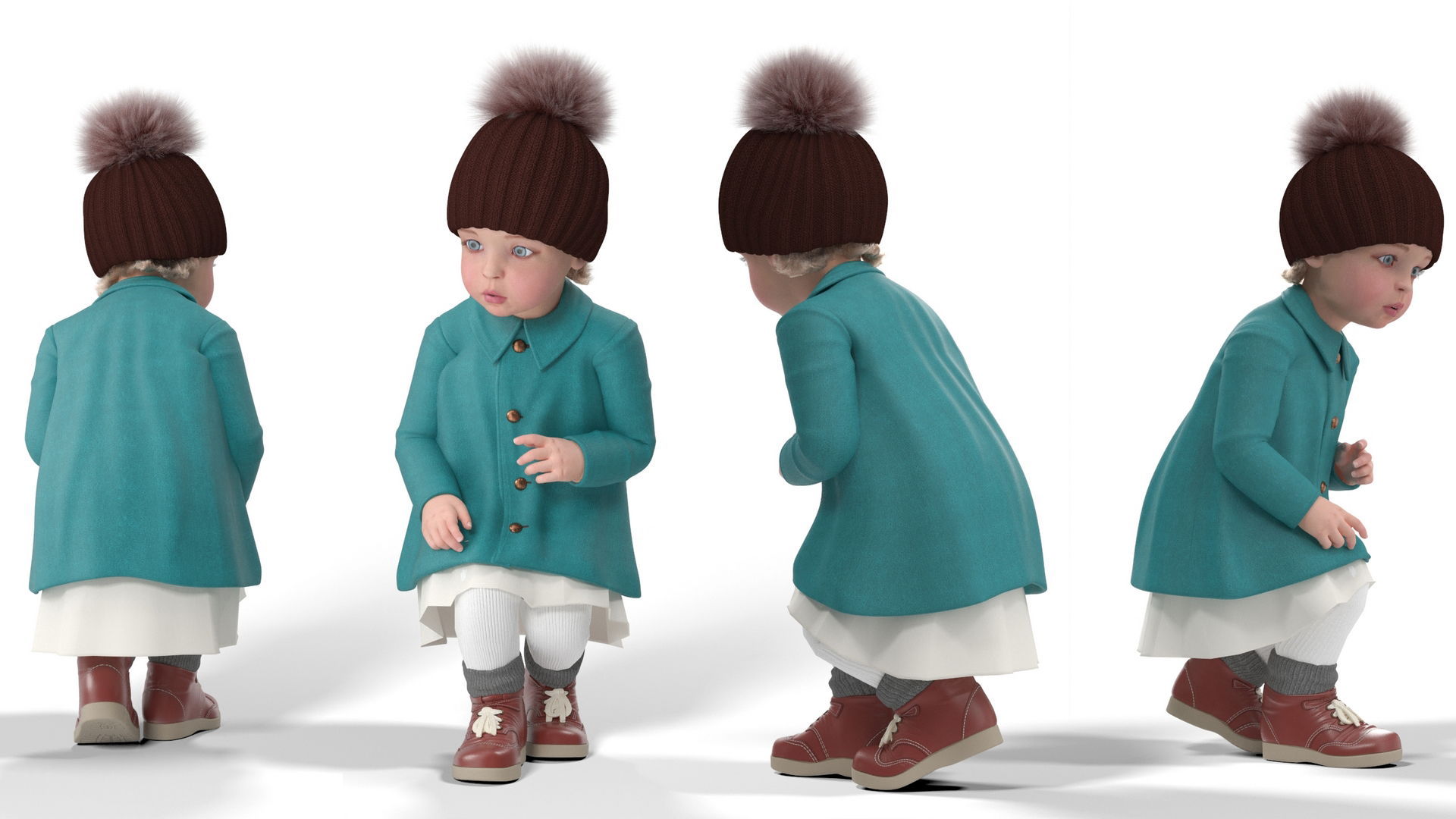3D Baby Girl Outdoor Autumn Style Crawling Fur model