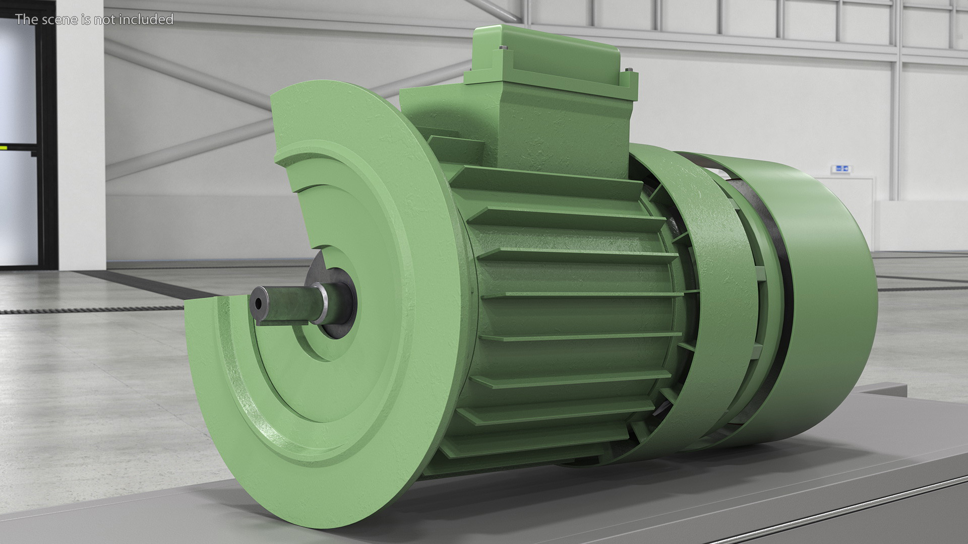 3D Electric Motor Cutaway Green model
