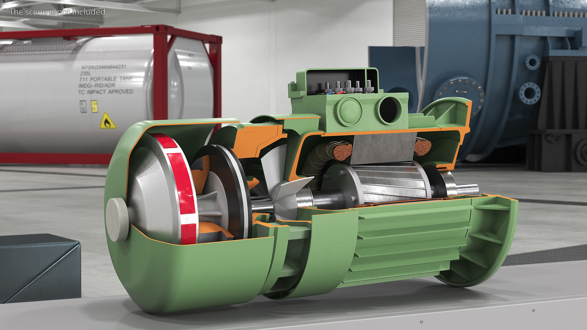 3D Electric Motor Cutaway Green model
