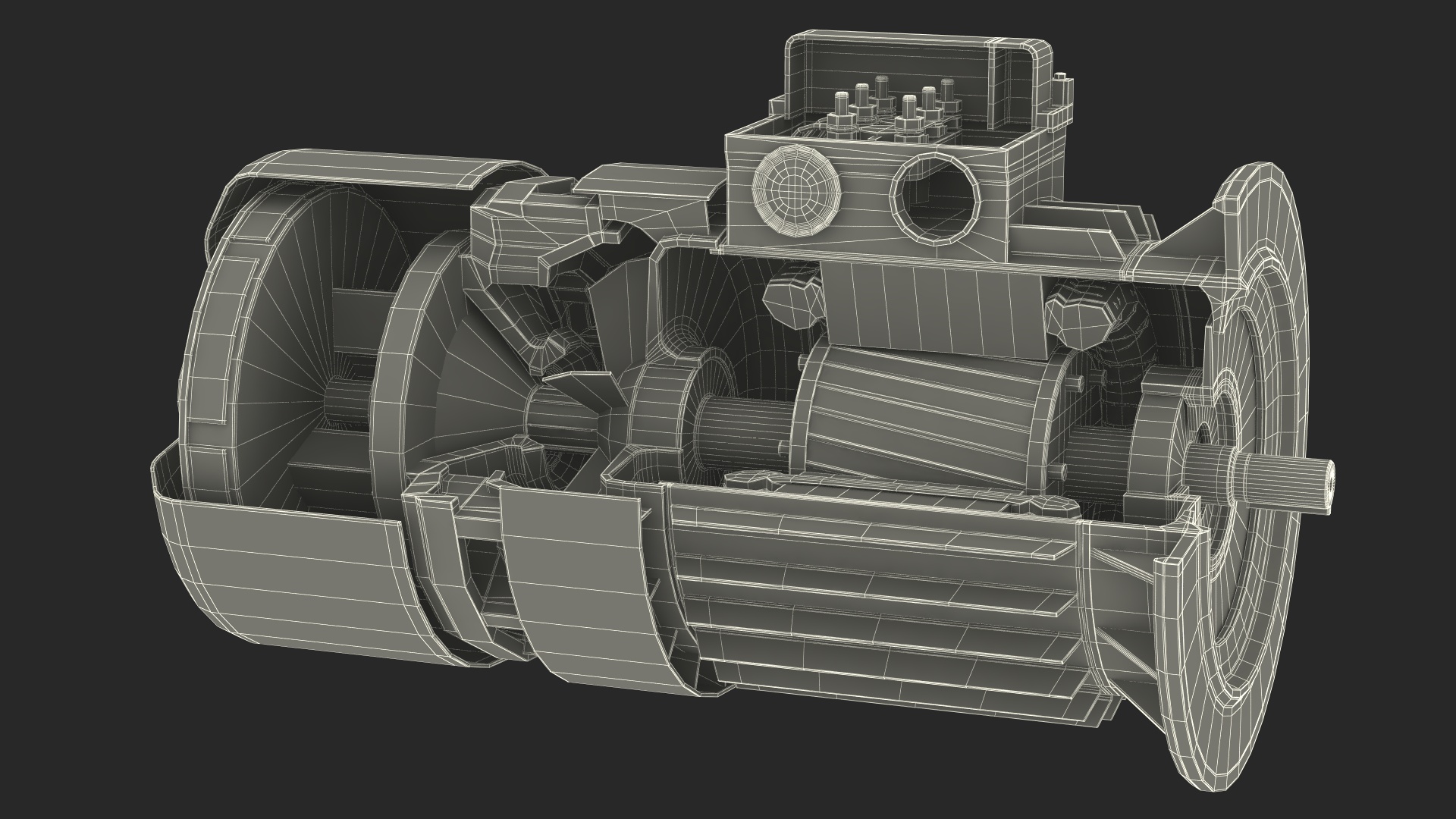 3D Electric Motor Cutaway Green model