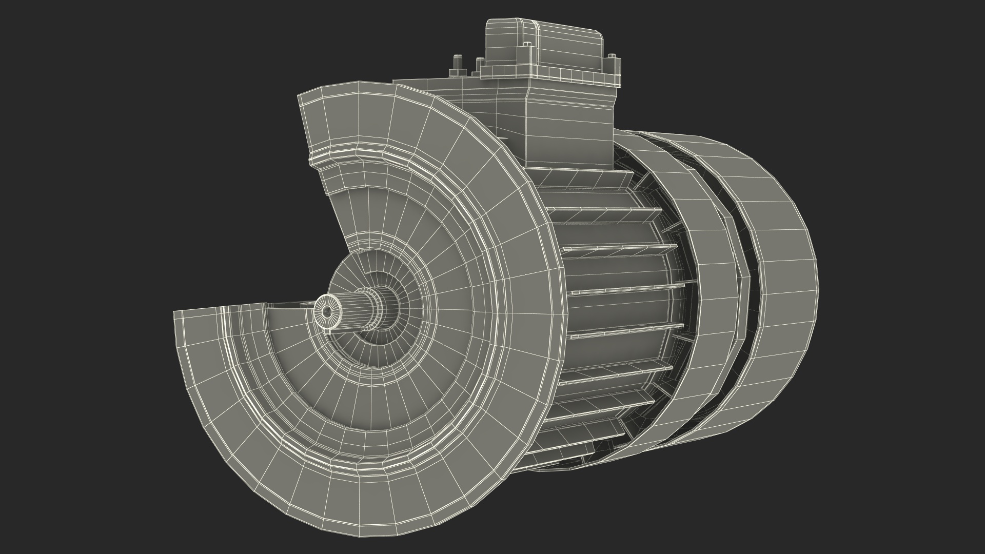 3D Electric Motor Cutaway Green model