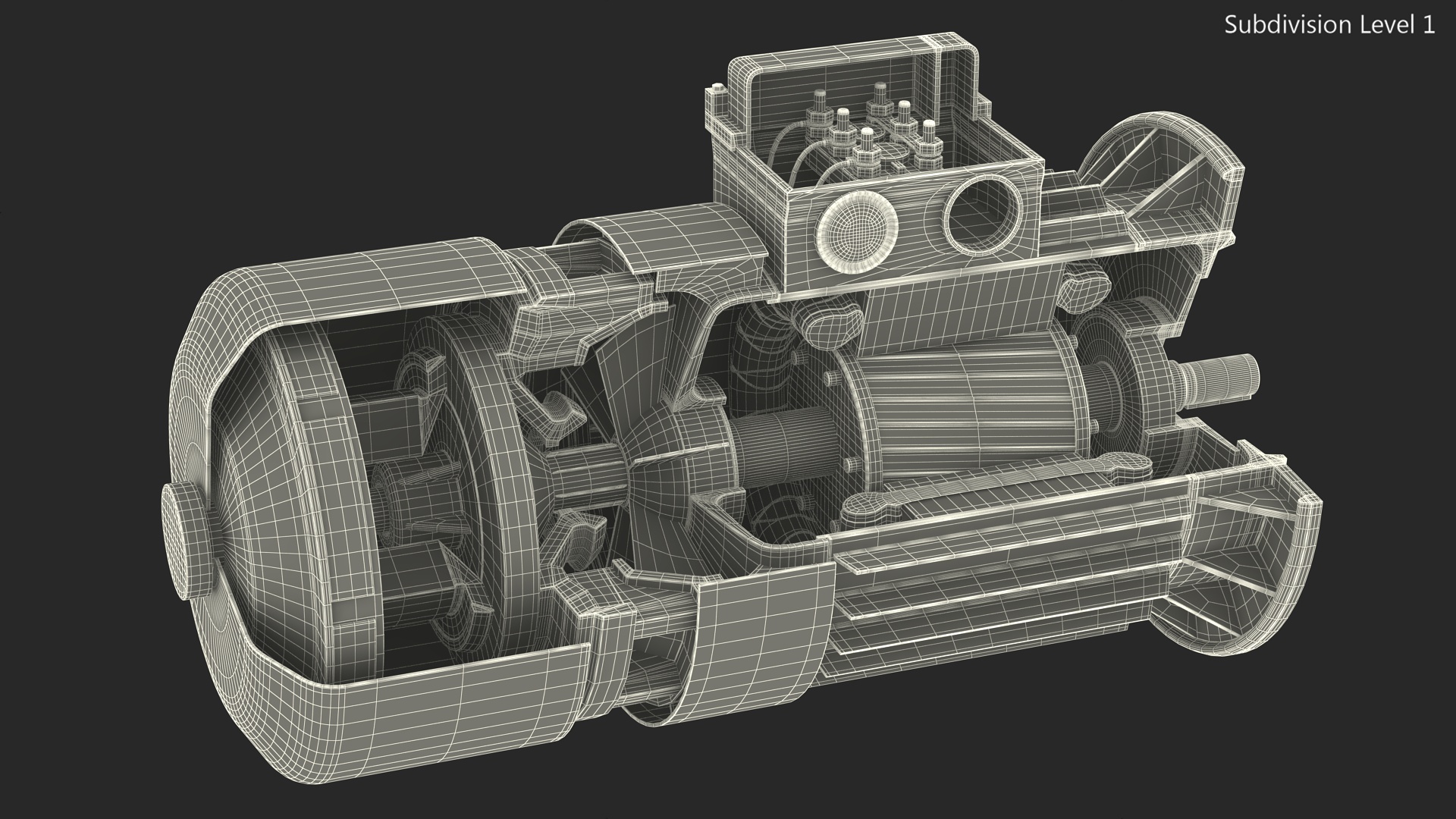 3D Electric Motor Cutaway Green model