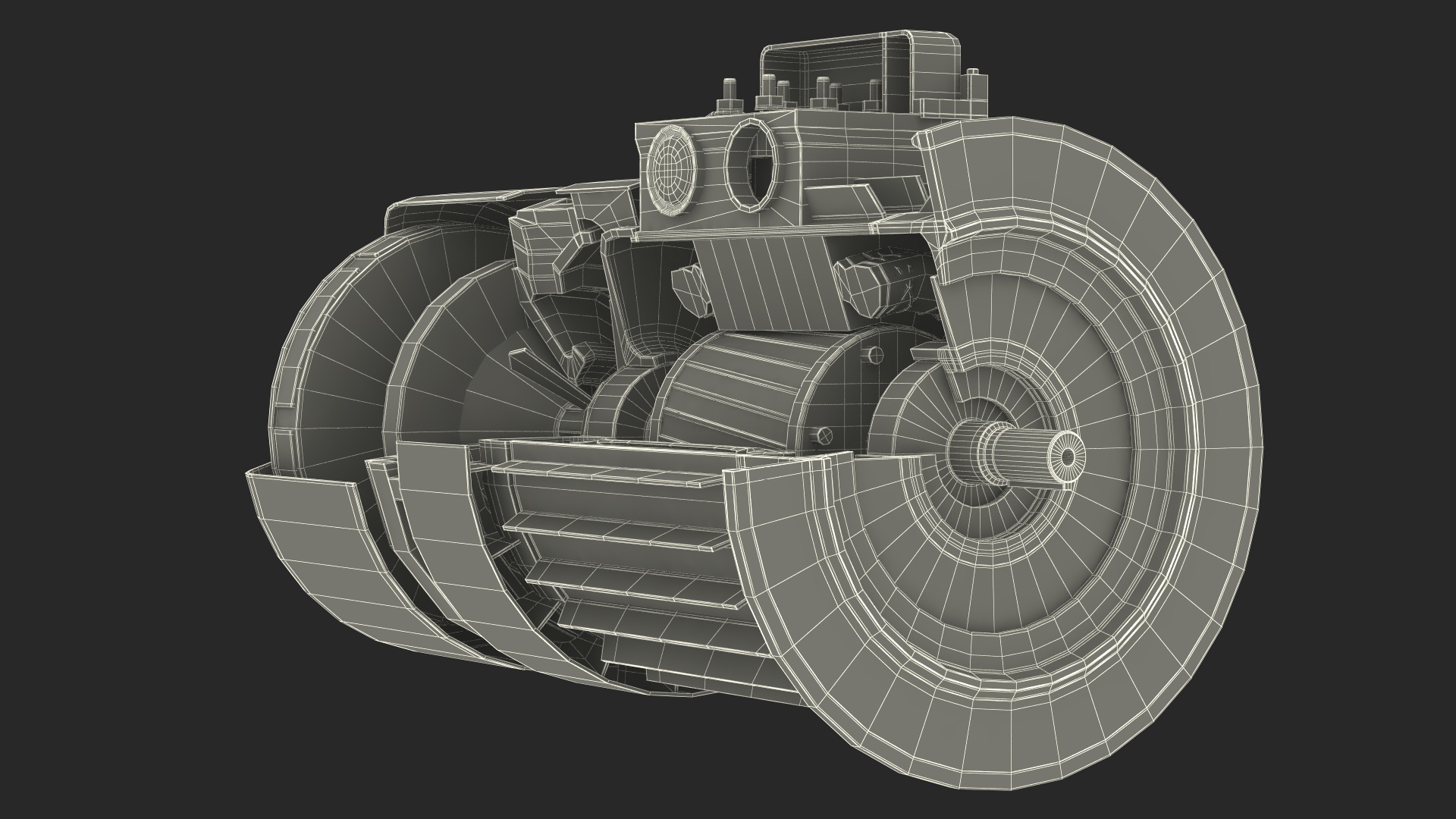 3D Electric Motor Cutaway Green model