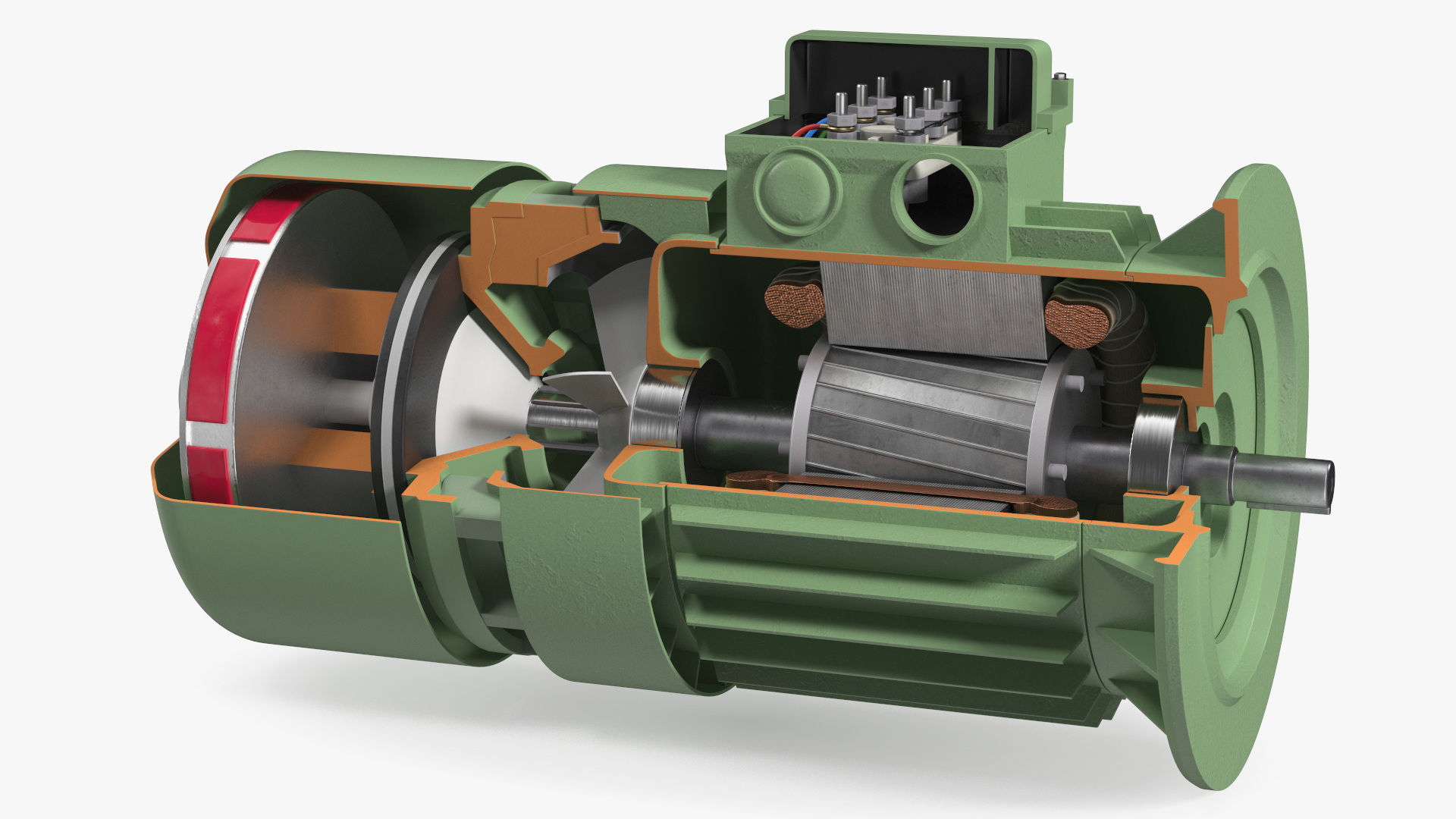 3D Electric Motor Cutaway Green model