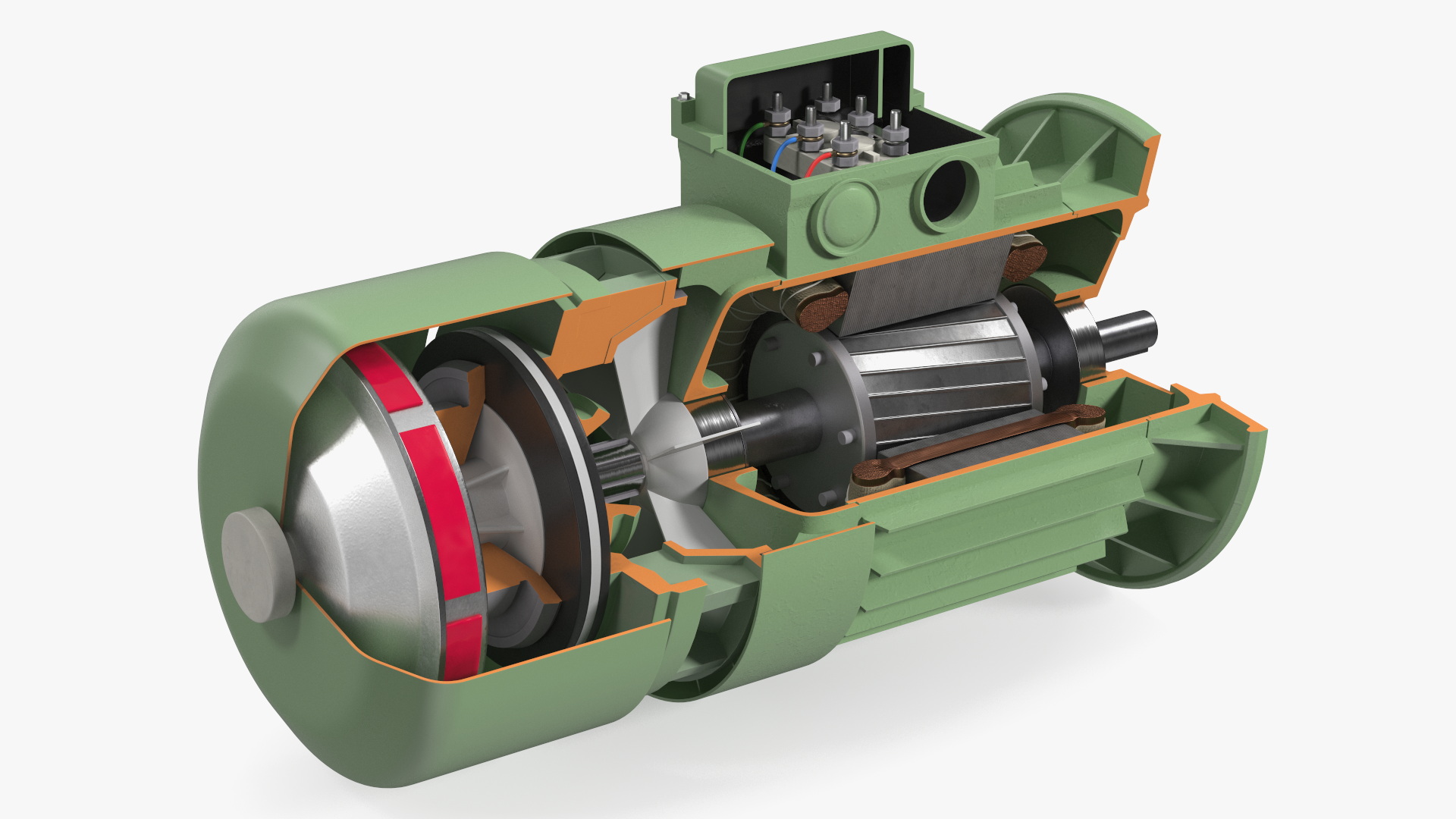 3D Electric Motor Cutaway Green model