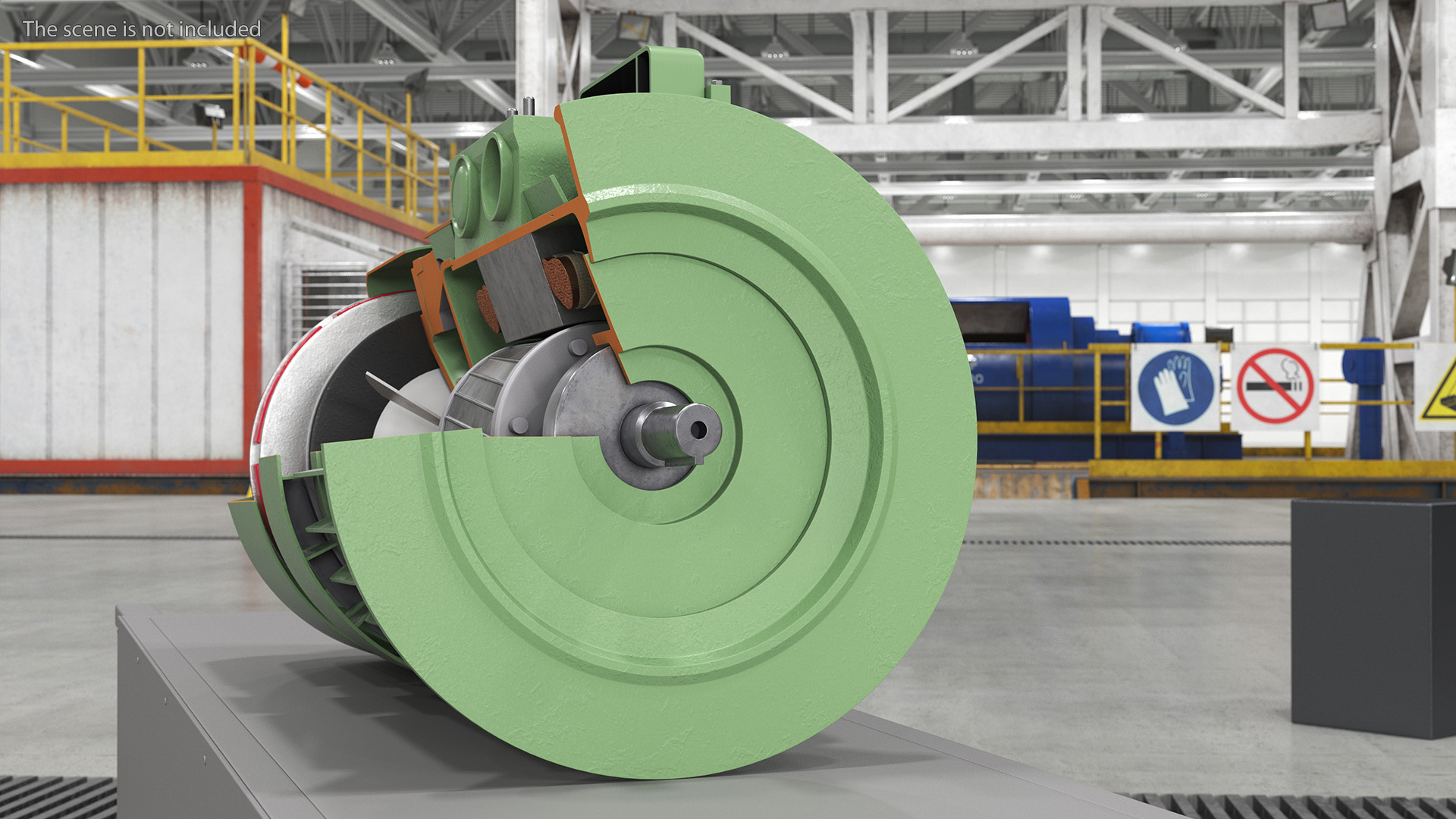 3D Electric Motor Cutaway Green model