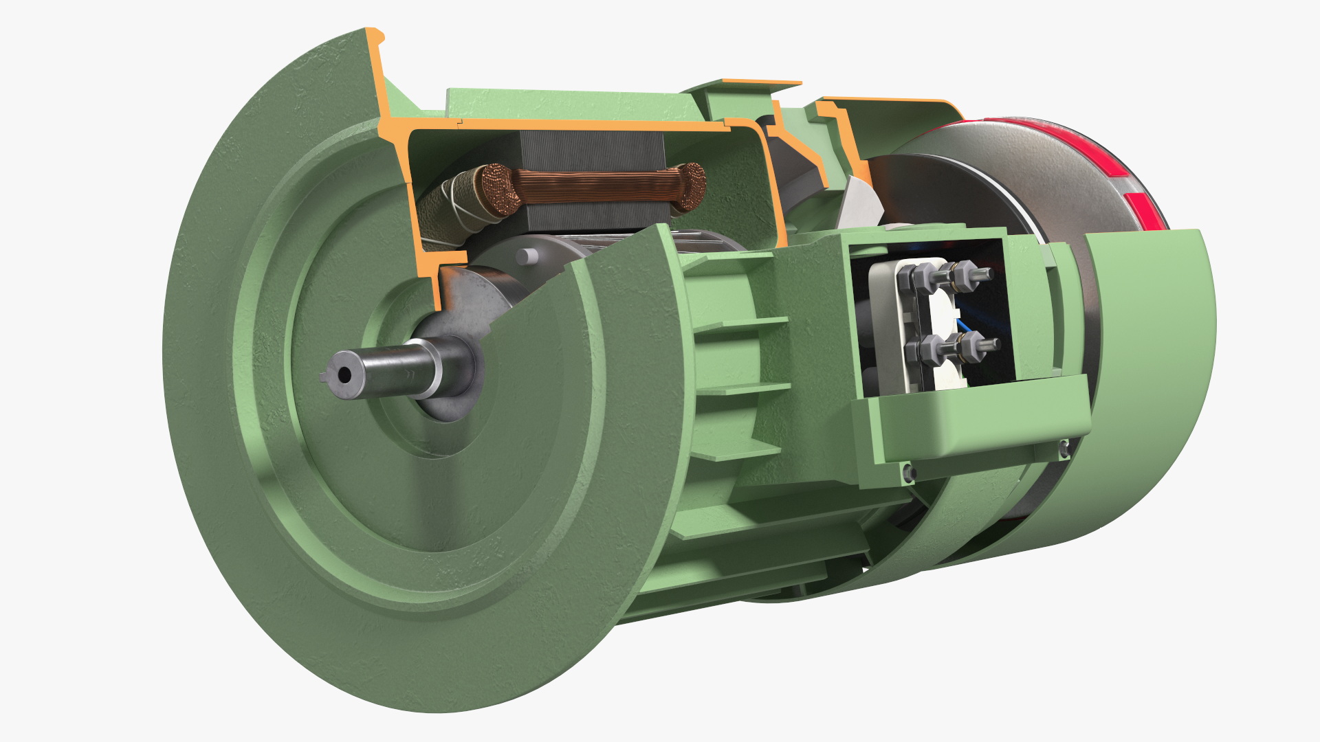 3D Electric Motor Cutaway Green model