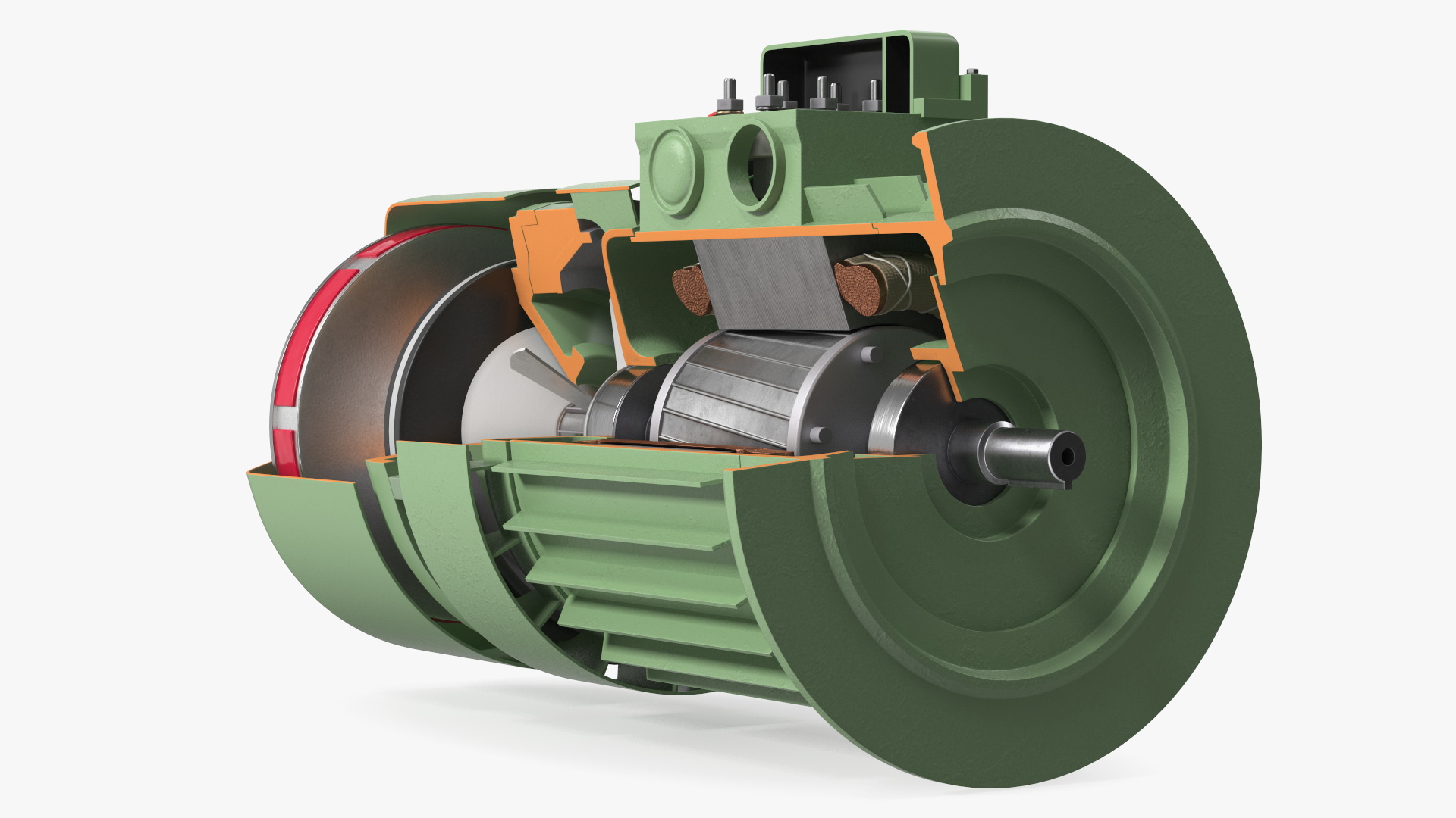 3D Electric Motor Cutaway Green model