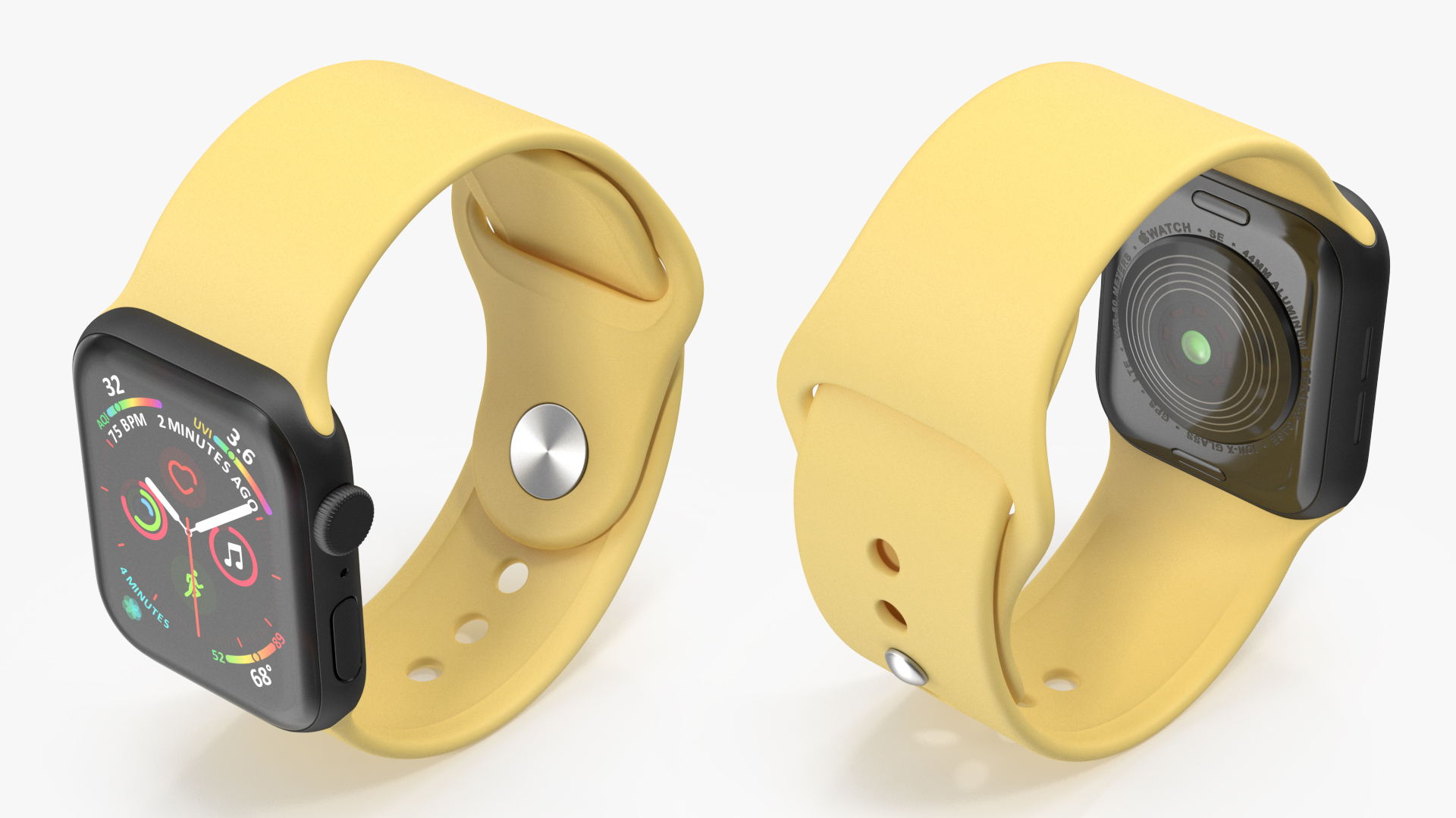 Apple Watch SE Black with Yellow Band 3D