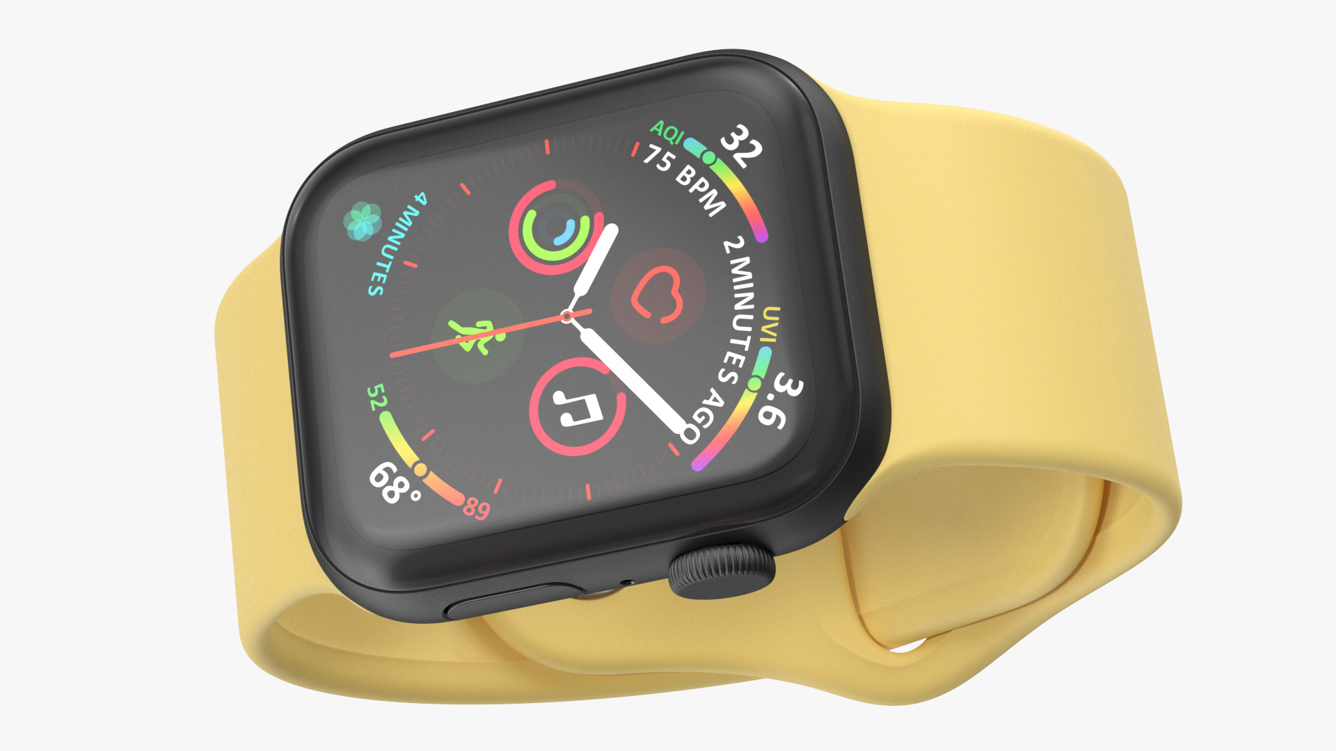 Apple Watch SE Black with Yellow Band 3D