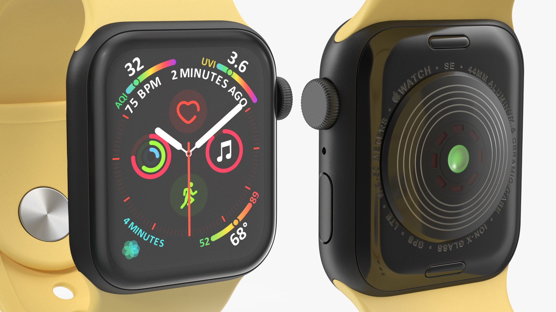 Apple Watch SE Black with Yellow Band 3D