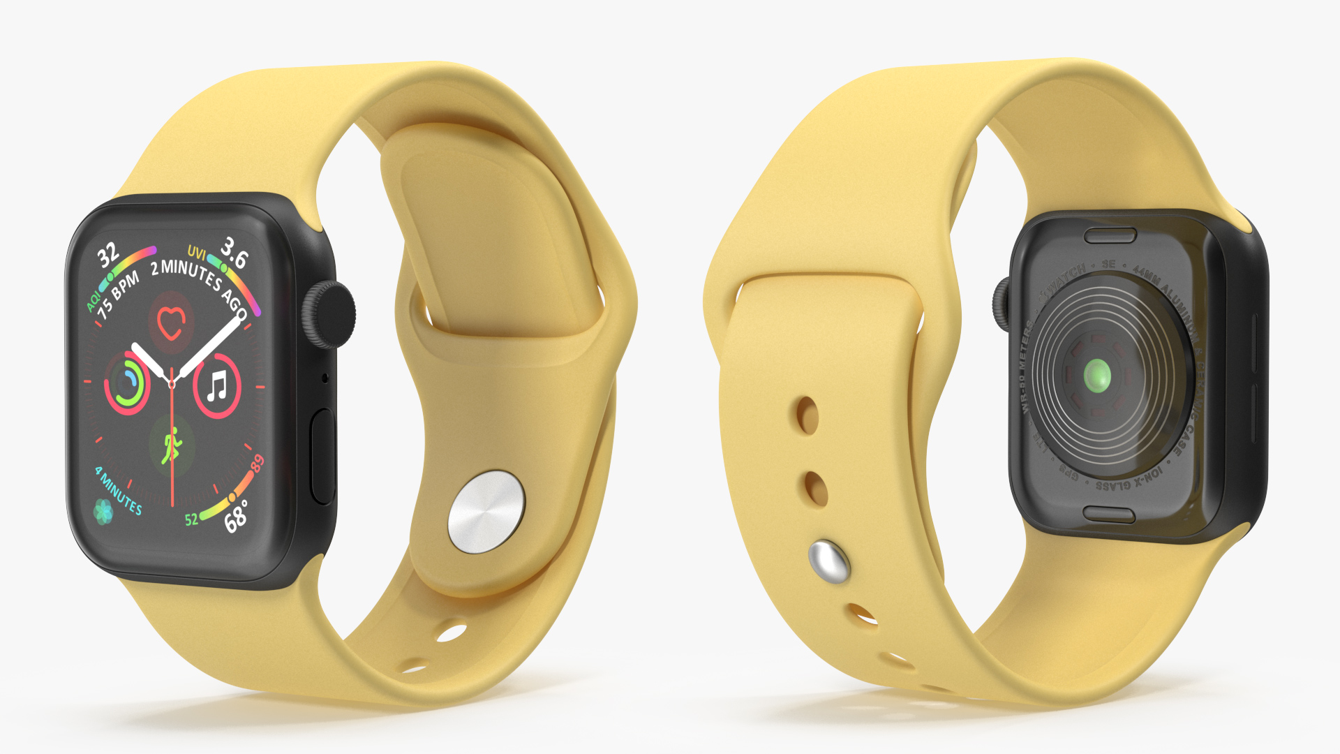 Apple Watch SE Black with Yellow Band 3D