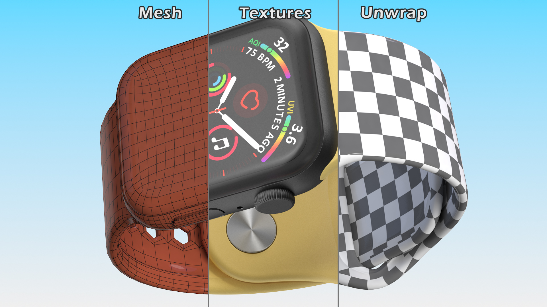 Apple Watch SE Black with Yellow Band 3D