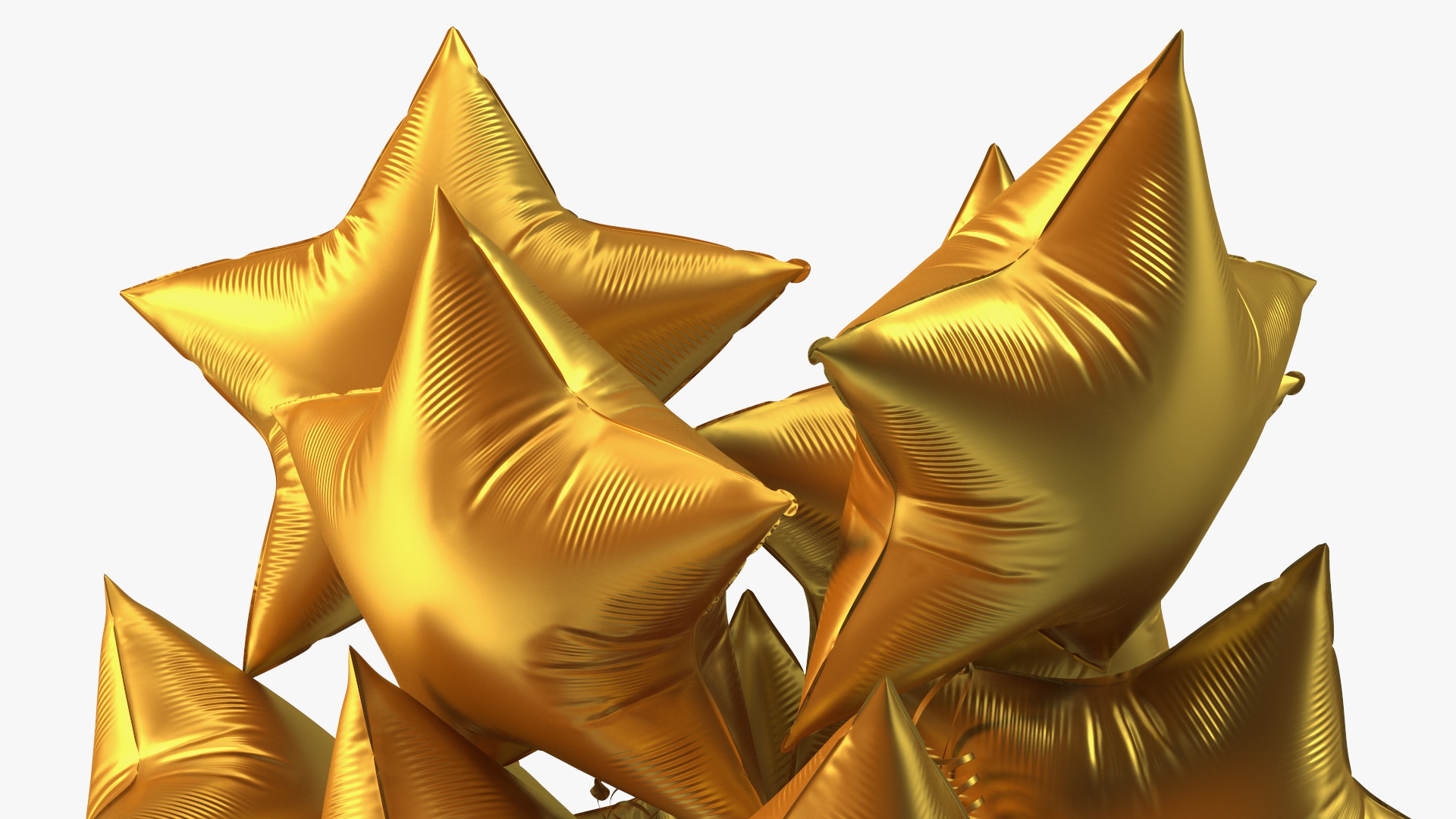 3D model Matte Gold Star Balloon Bouquet with Gift Box