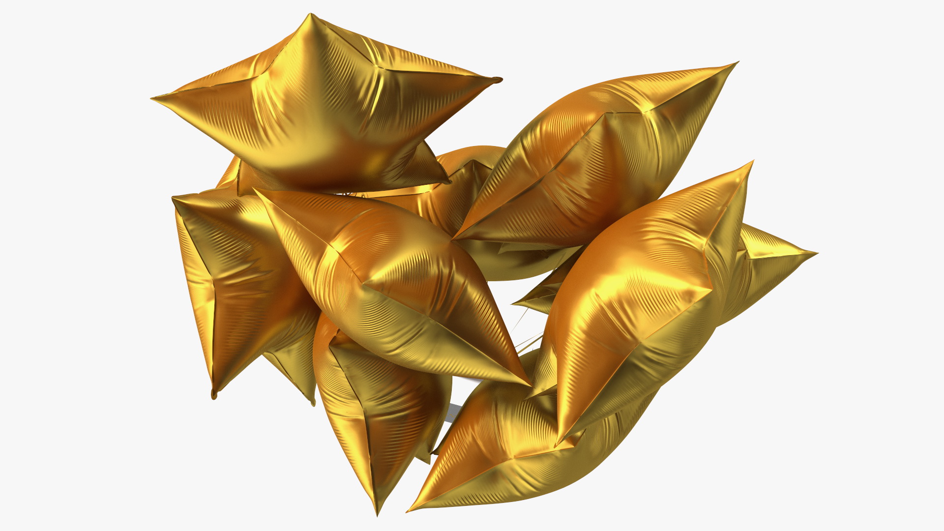 3D model Matte Gold Star Balloon Bouquet with Gift Box