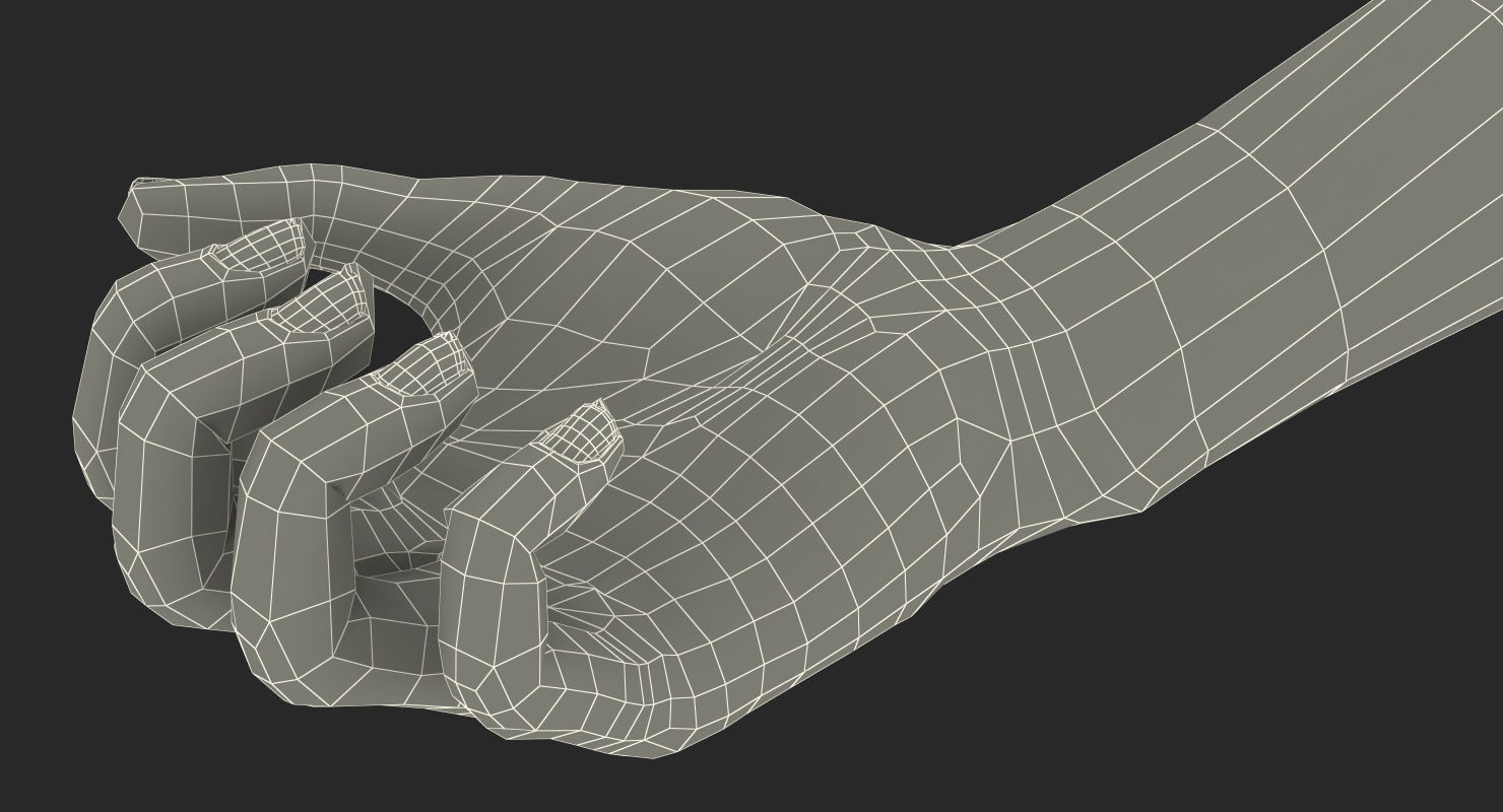 3D model Caucasian Female Hand Short Nails Rigged