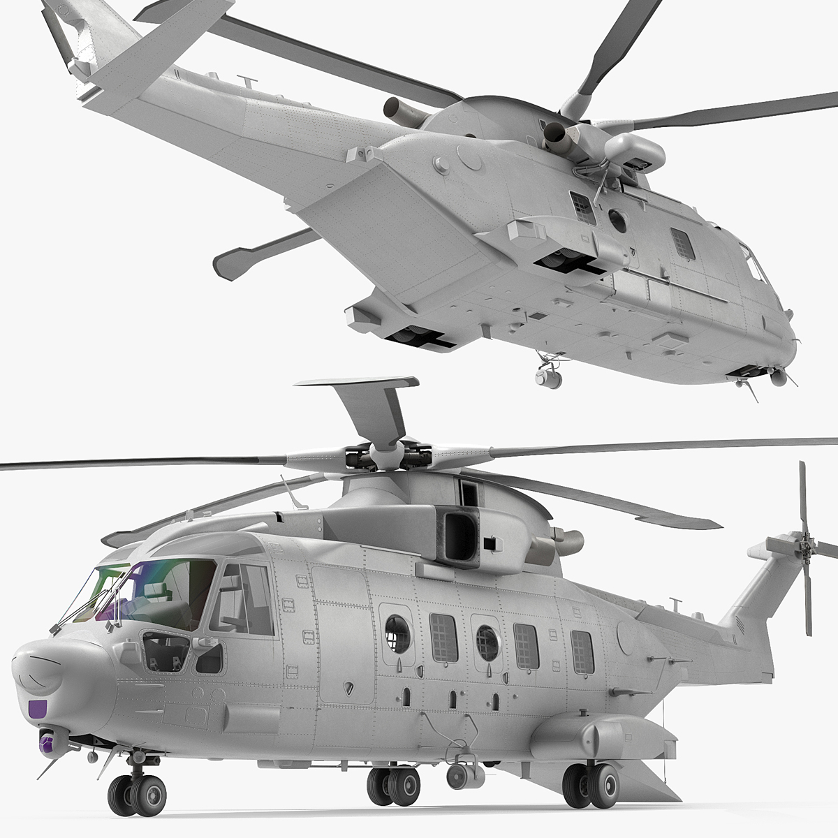 Multipurpose Medium Utility Transport Helicopter Rigged 3D model preview