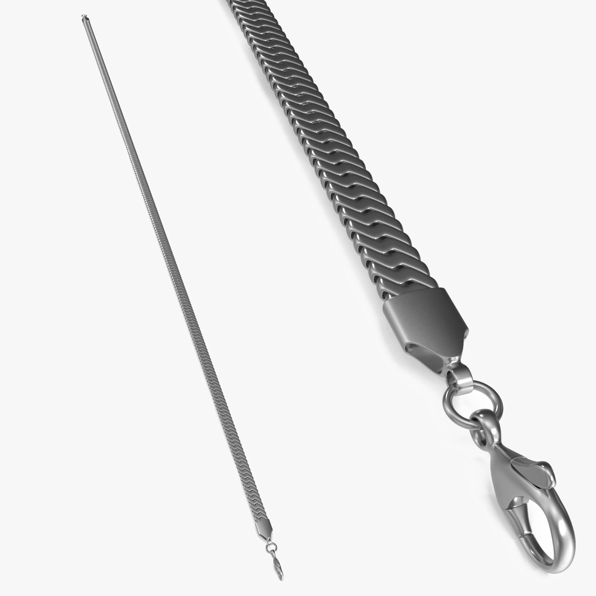 Herringbone Chain Silver 3D model