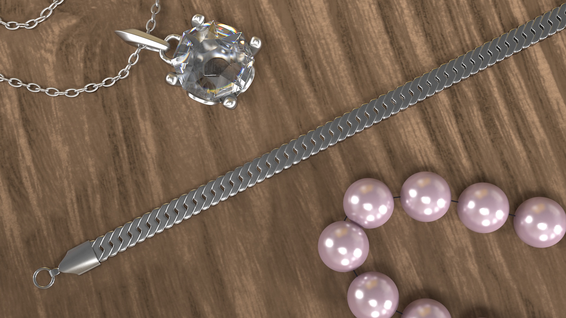 Herringbone Chain Silver 3D model