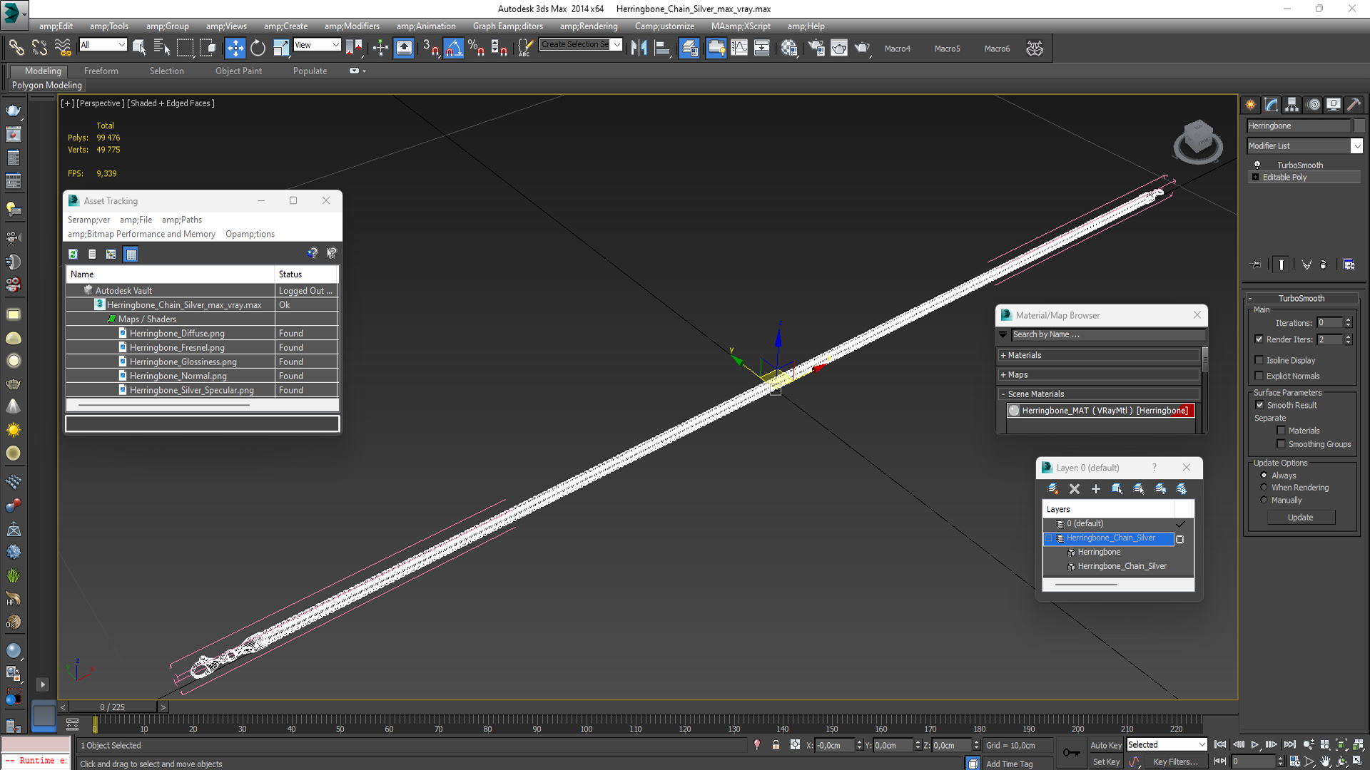 Herringbone Chain Silver 3D model