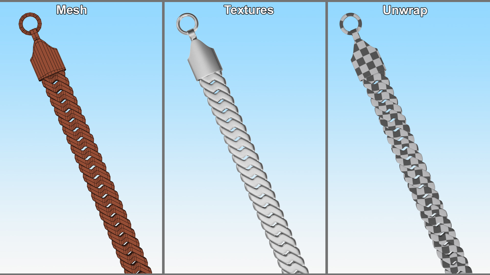 Herringbone Chain Silver 3D model