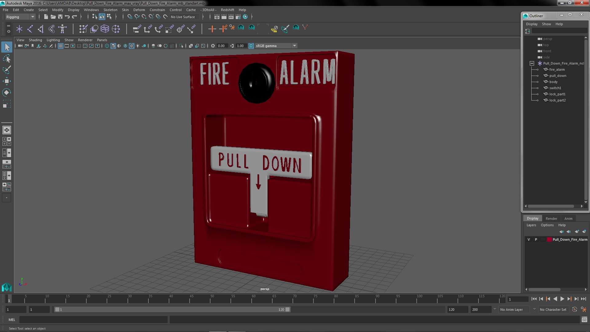 3D model Pull Down Fire Alarm