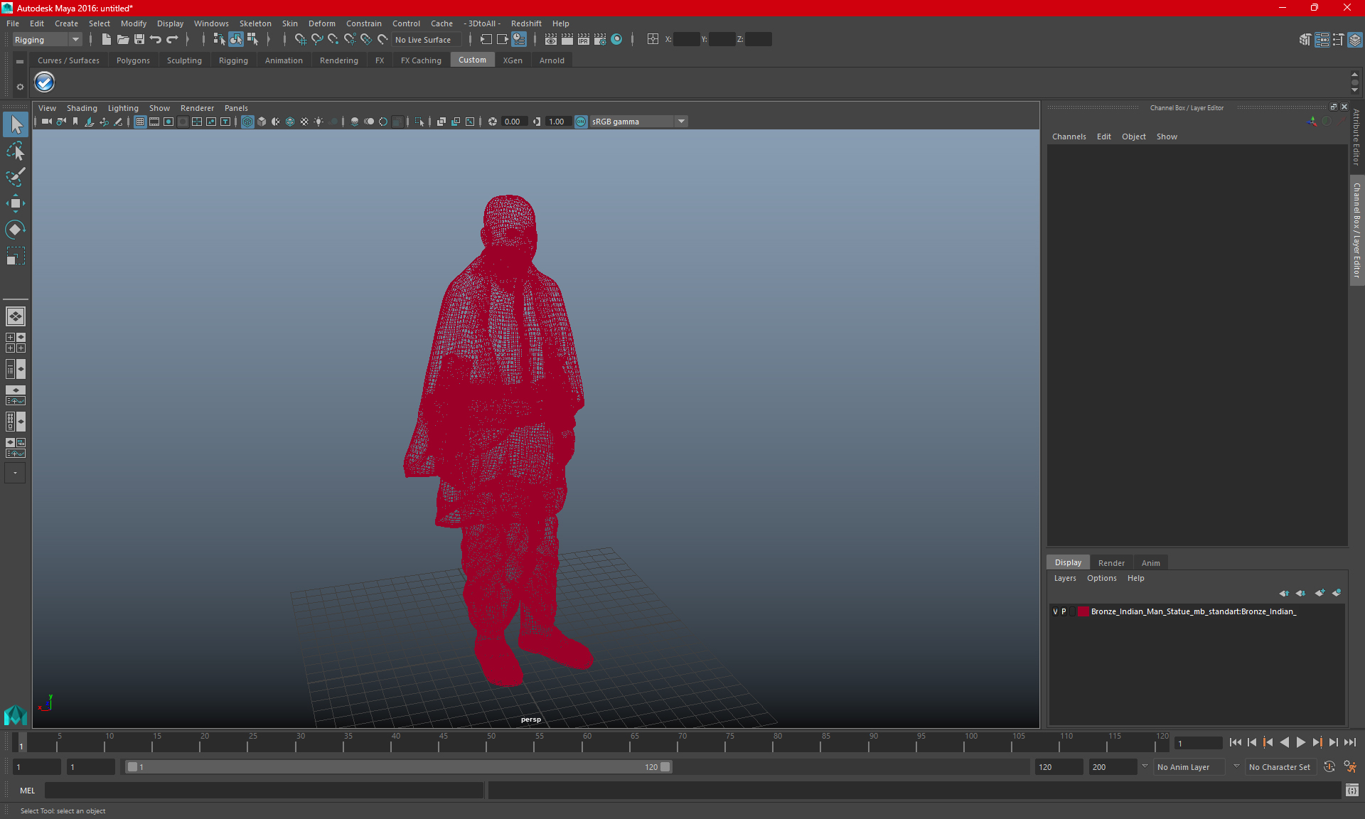 Bronze Indian Man Statue for 3D Print 3D