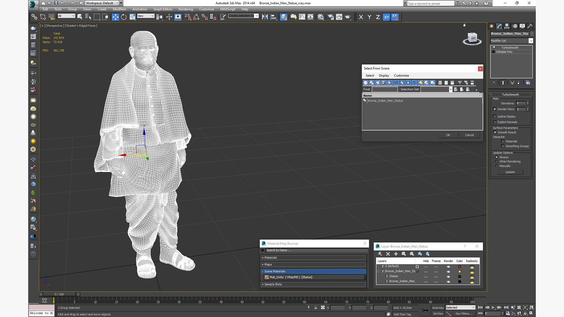 Bronze Indian Man Statue for 3D Print 3D