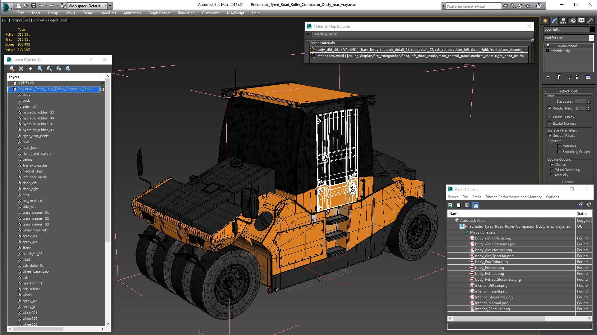 3D Pneumatic Tyred Road Roller Compactor Dusty model