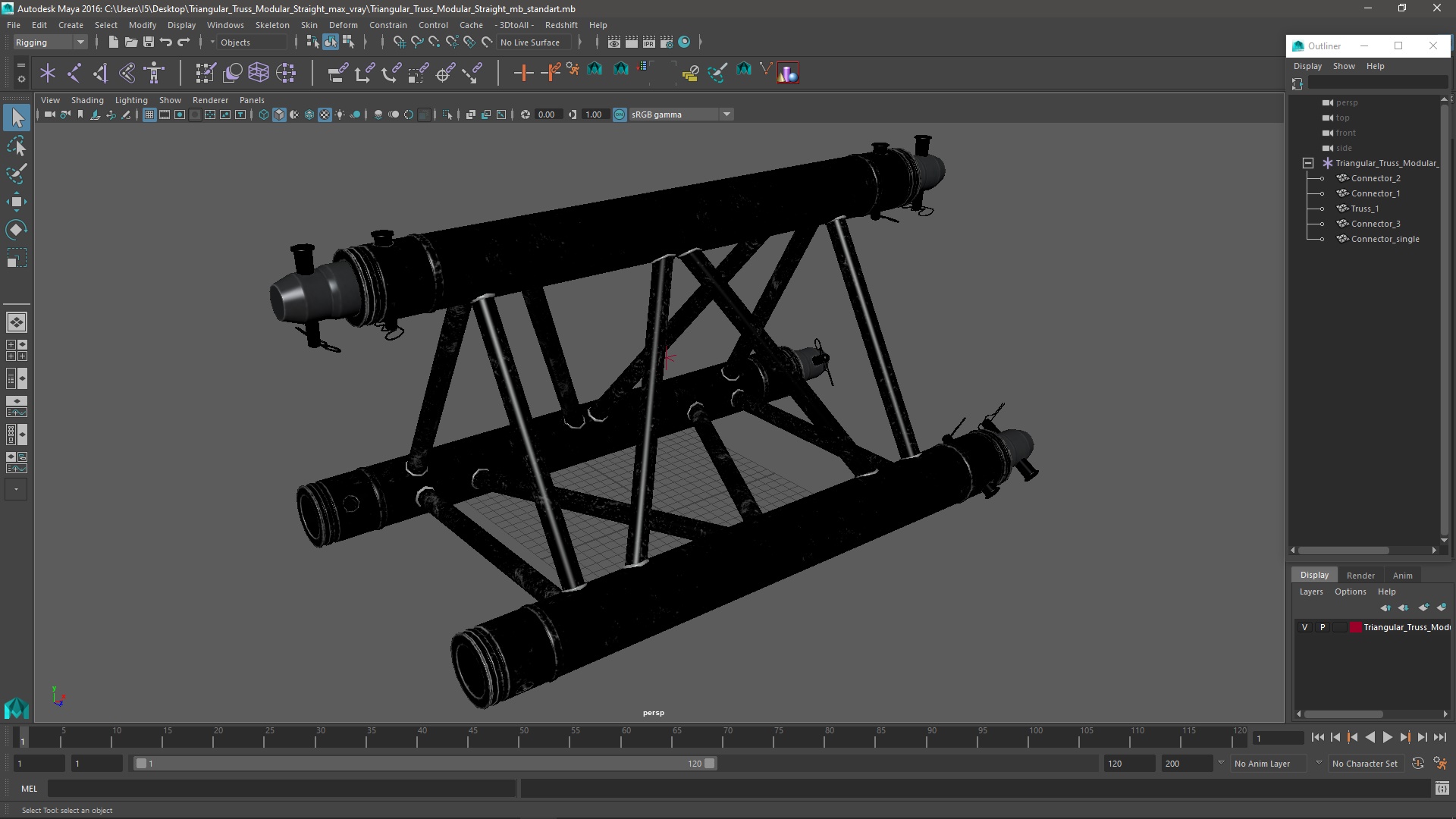 3D Triangular Truss Modular Straight model