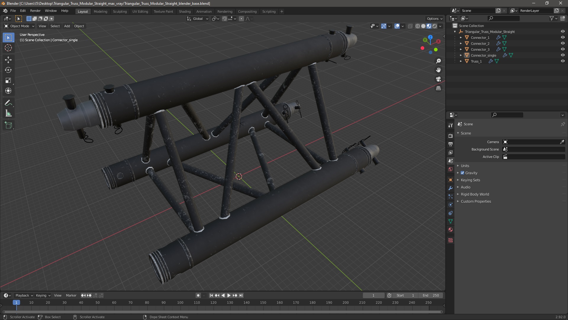 3D Triangular Truss Modular Straight model