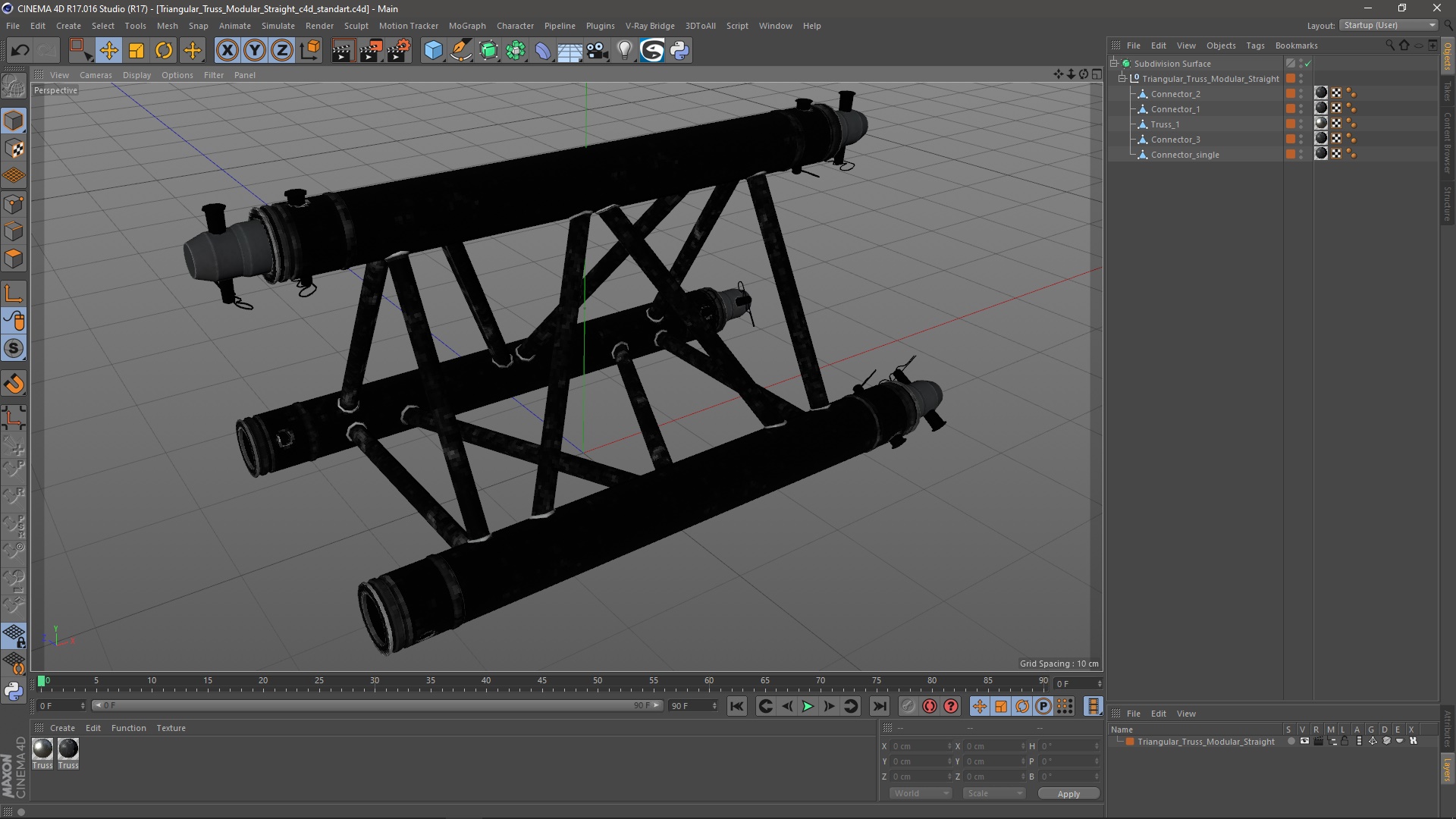 3D Triangular Truss Modular Straight model