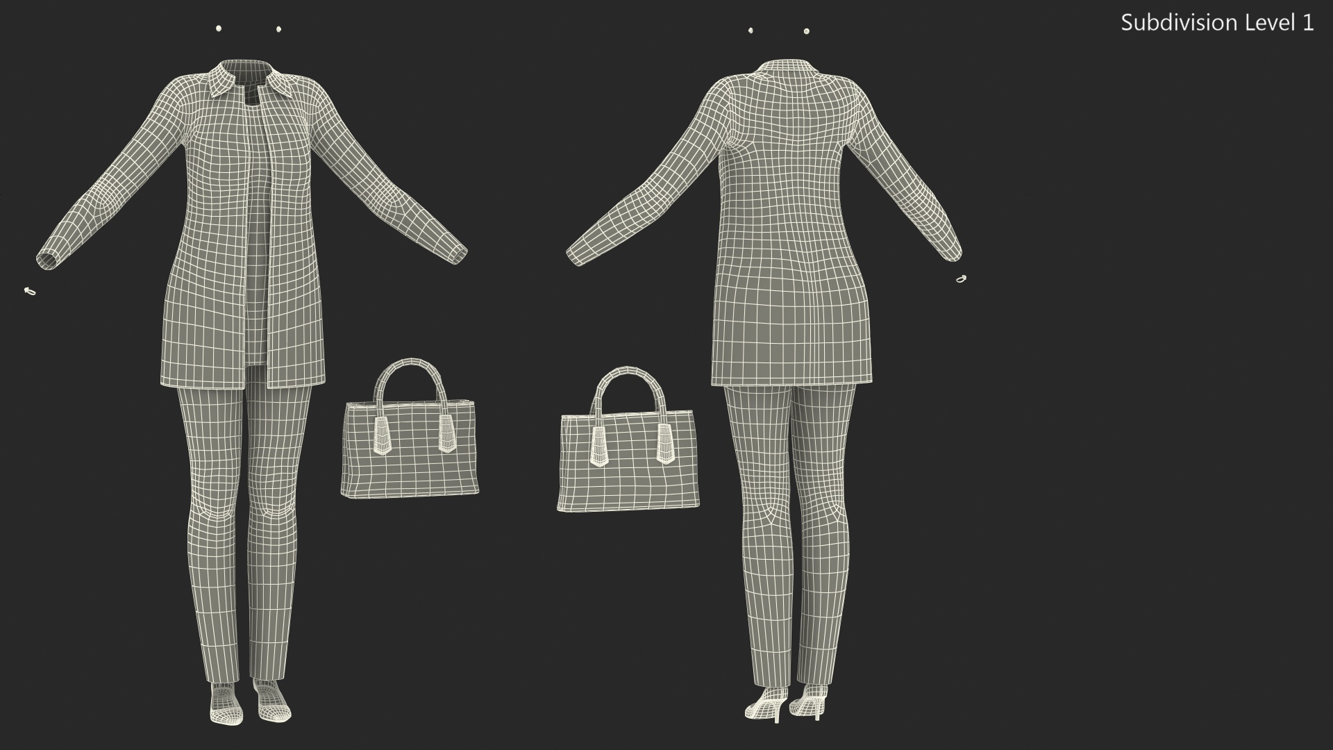 Women Casual Outfit with Handbag 3D